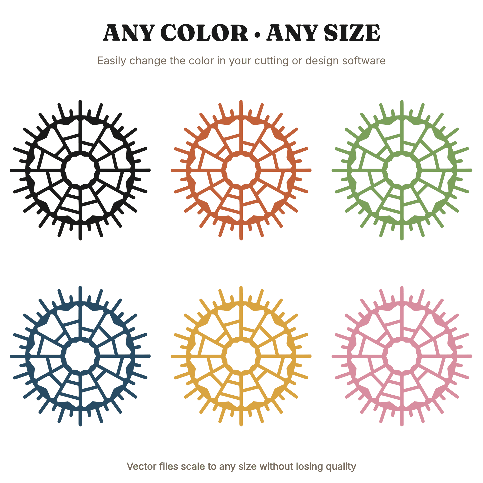 Stained Glass Donut Mandala SVG PNG Cut File Mid Century Geometric Layered Vinyl Design — view 2