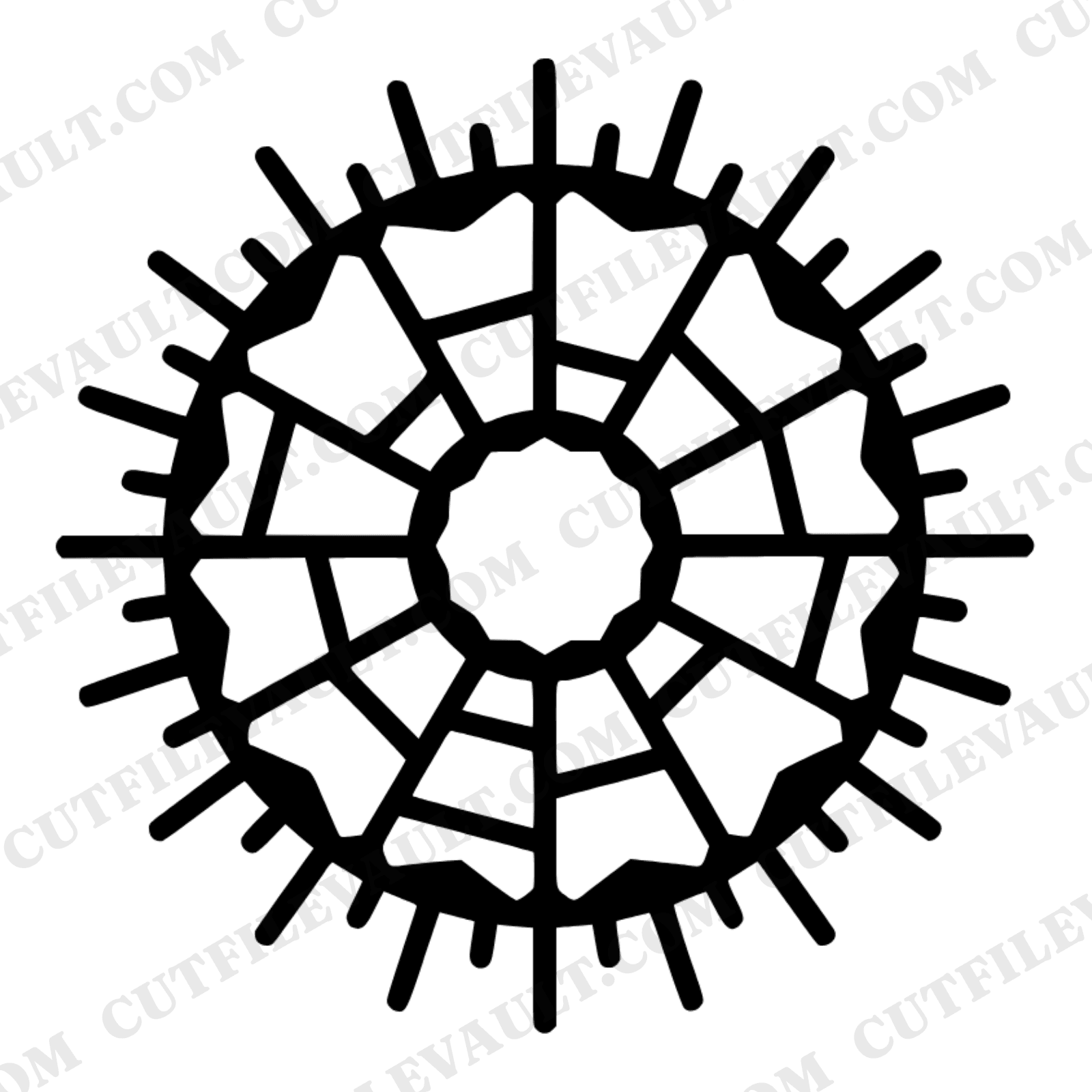 Stained Glass Donut Mandala SVG PNG Cut File Mid Century Geometric Layered Vinyl Design — view 1