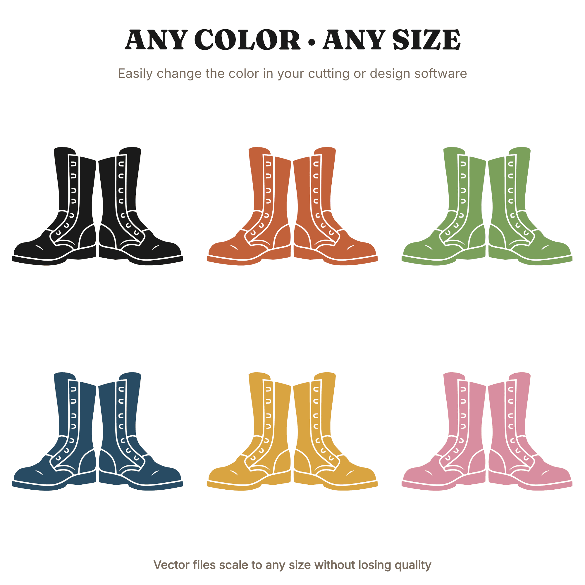 Memorial Day Combat Boots SVG PNG Symmetrical Military Tribute Silhouette Cut File Art Deco Design — view 2