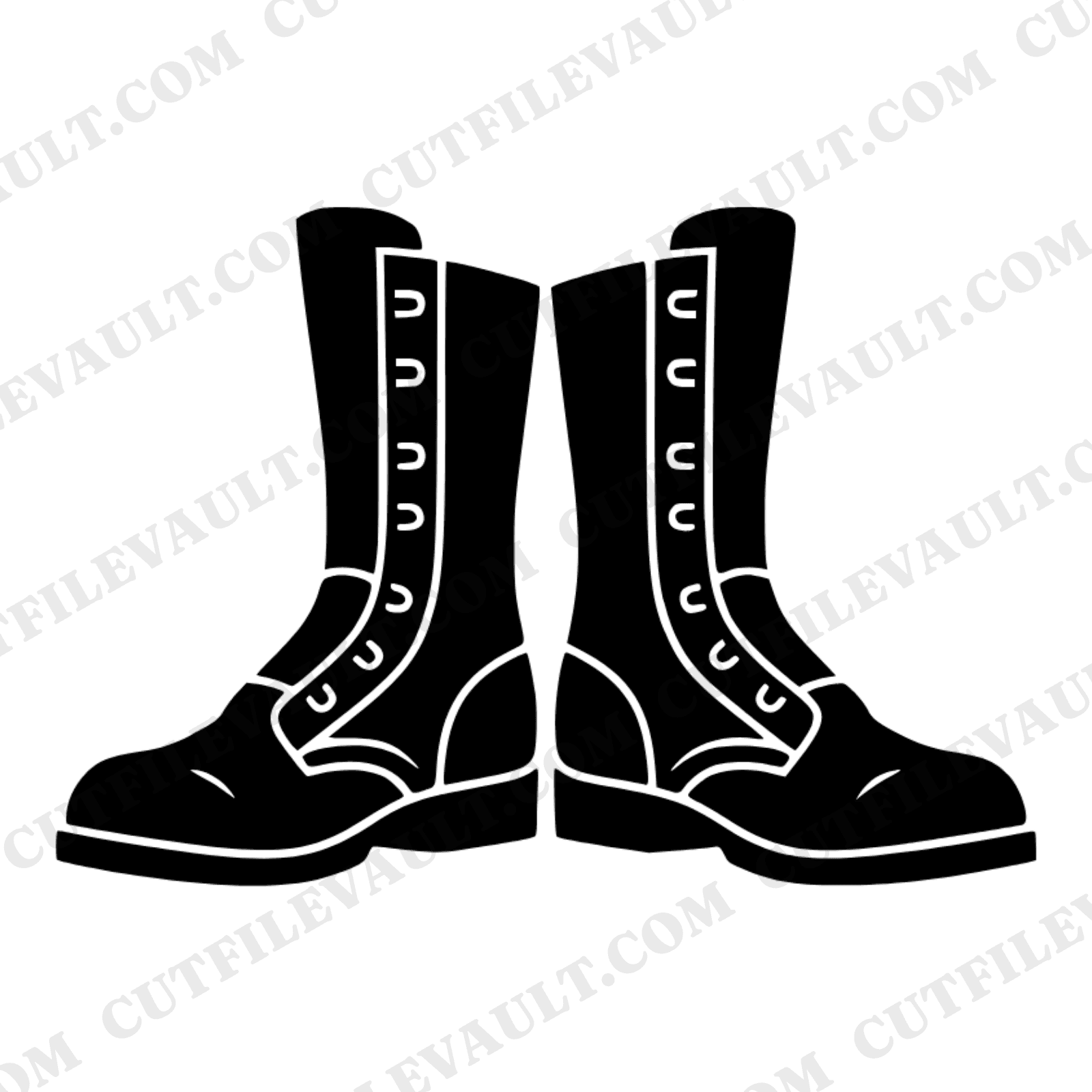 Memorial Day Combat Boots SVG PNG Symmetrical Military Tribute Silhouette Cut File Art Deco Design — view 1