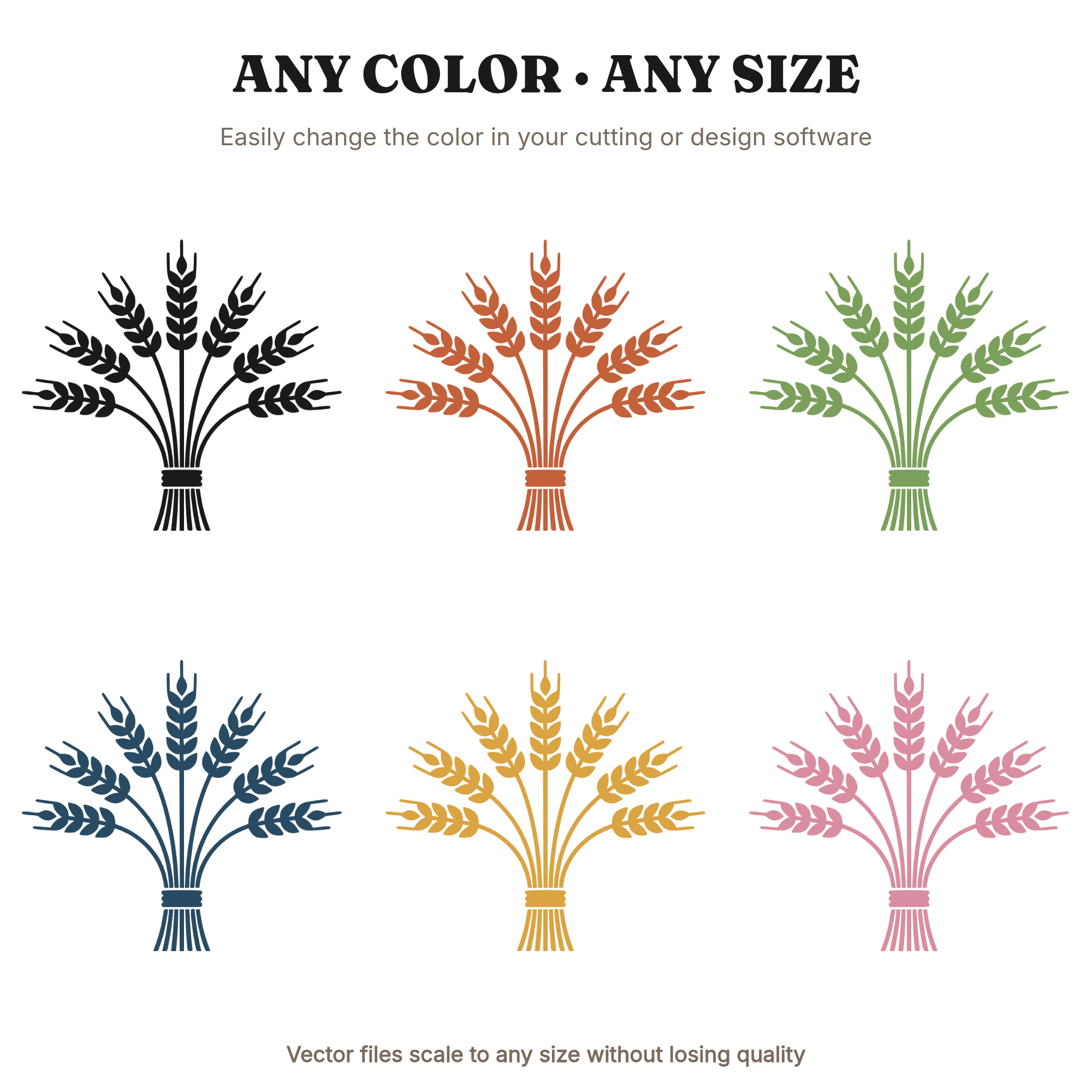 Scandinavian Wheat Bundle Arch SVG PNG, Mid-Century Thanksgiving Harvest Cut File, Minimal Fall Decor — view 2