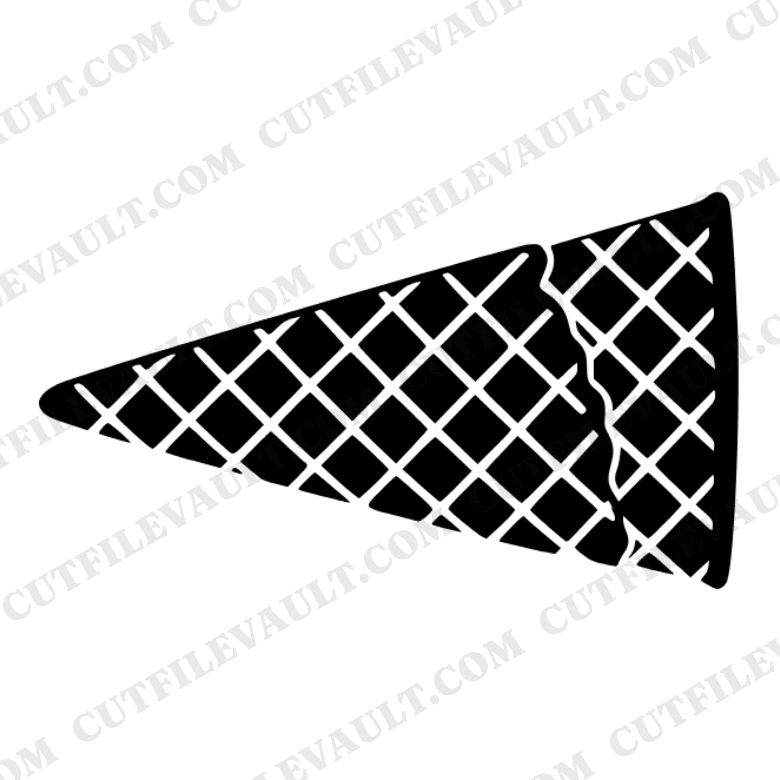 Retro Waffle Cone SVG PNG, Diagonal Crosshatch Ice Cream Cone Silhouette Cut File for Cricut — view 1