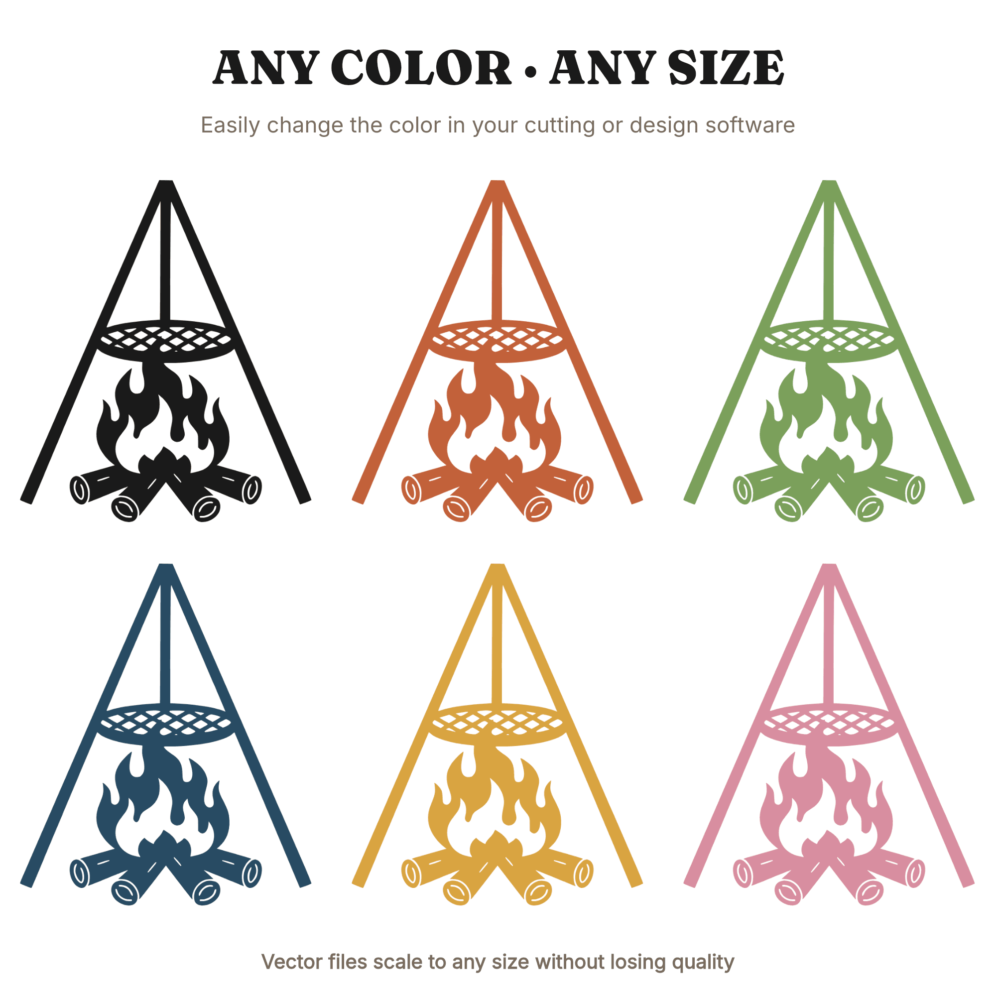 Campfire Tripod Cooking Grate SVG PNG, Outdoor Camping Fire Dad Father's Day Cut File Design — view 2