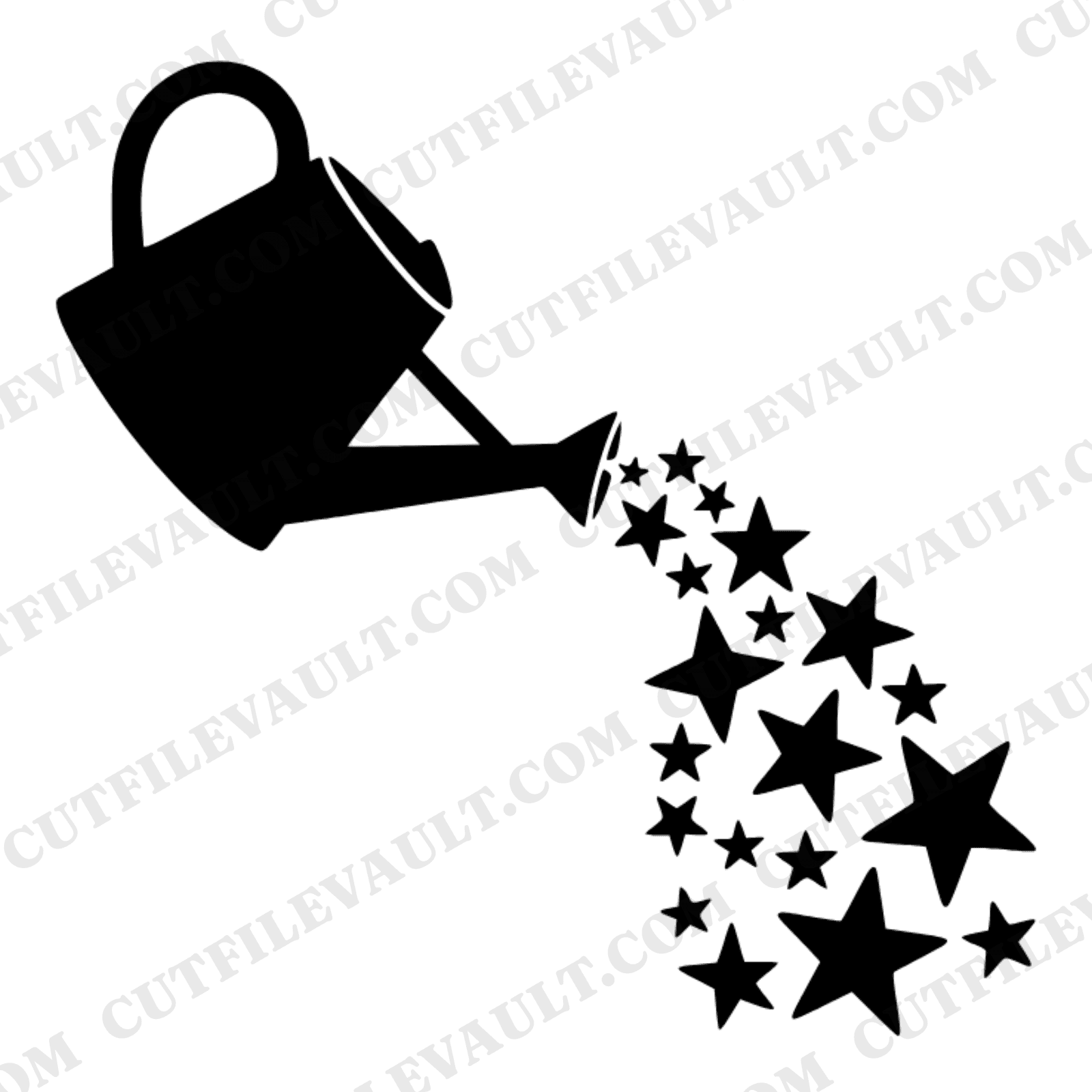Celestial Watering Can SVG PNG, Retro 70s Garden Star Waves Cut File, Vintage Summer Gardening Design — view 1