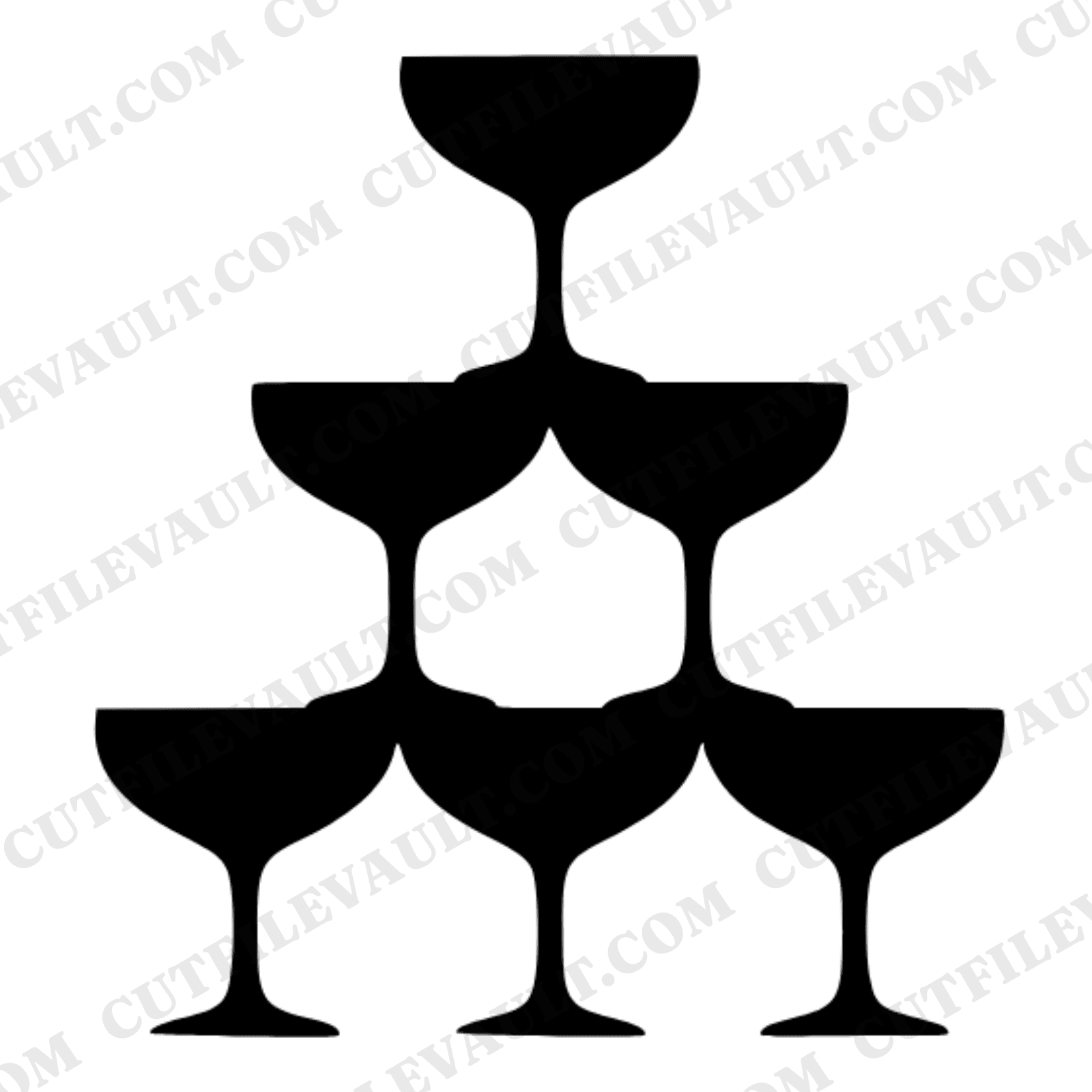 Art Deco Champagne Tower SVG PNG Wedding Reception Silhouette Cut File Bridal Shower Decor — view 1