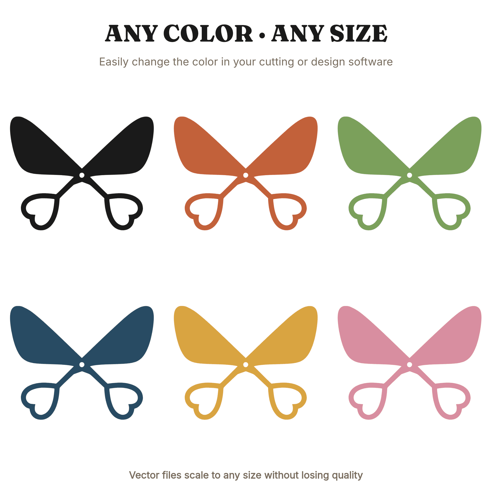 Open Scissors Butterfly SVG PNG, Heart Handles Back to School Teacher Craft Cut File Design — view 2
