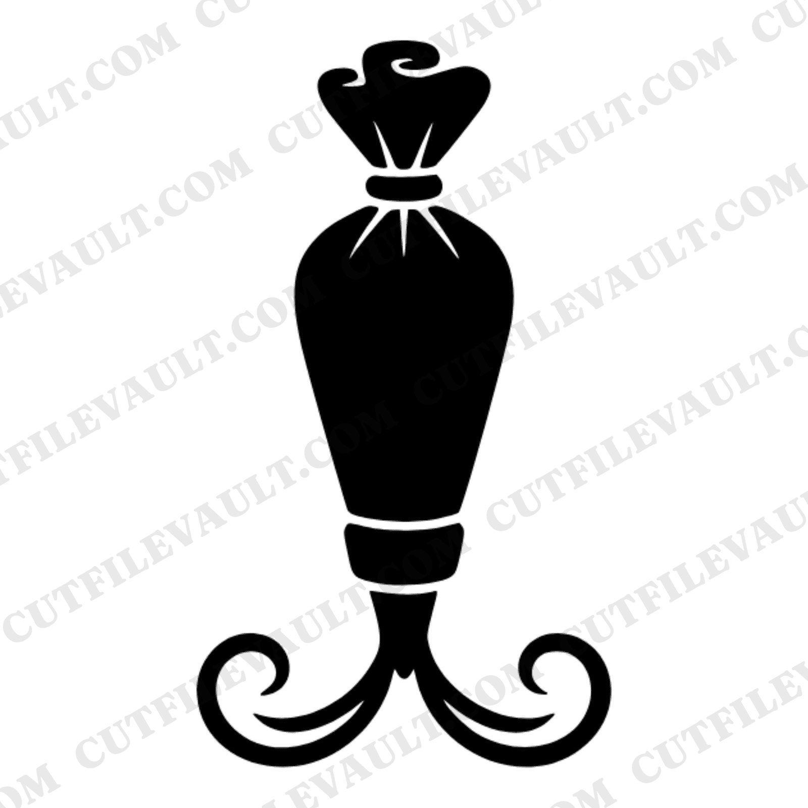 Piping Bag Flourish SVG PNG, Baker Monogram Silhouette, Pastry Chef Cut File, Kitchen Decor — view 1