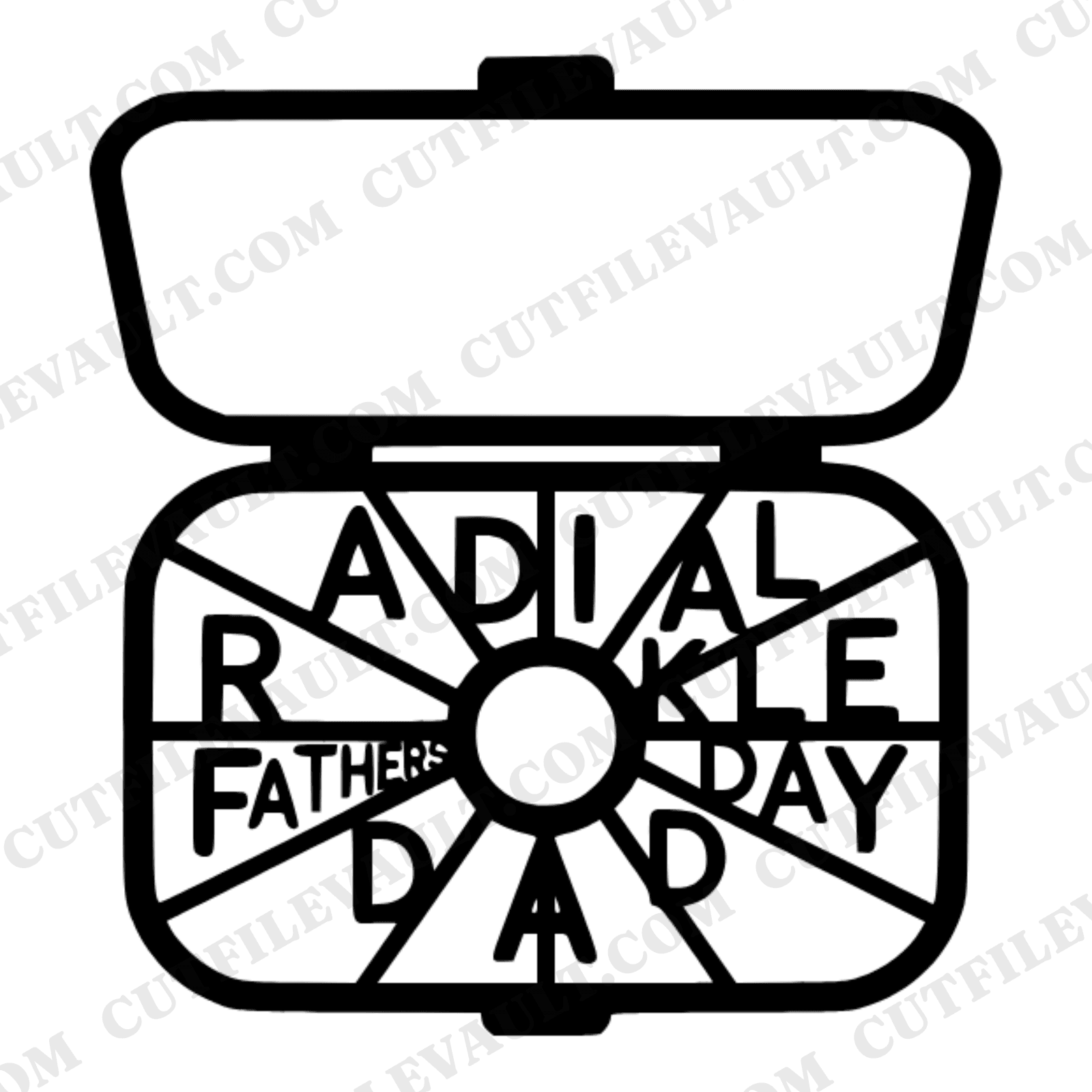 Fishing Tackle Box SVG PNG Fathers Day Cut File Overhead View Radial Geometric Design for Cricut — view 1