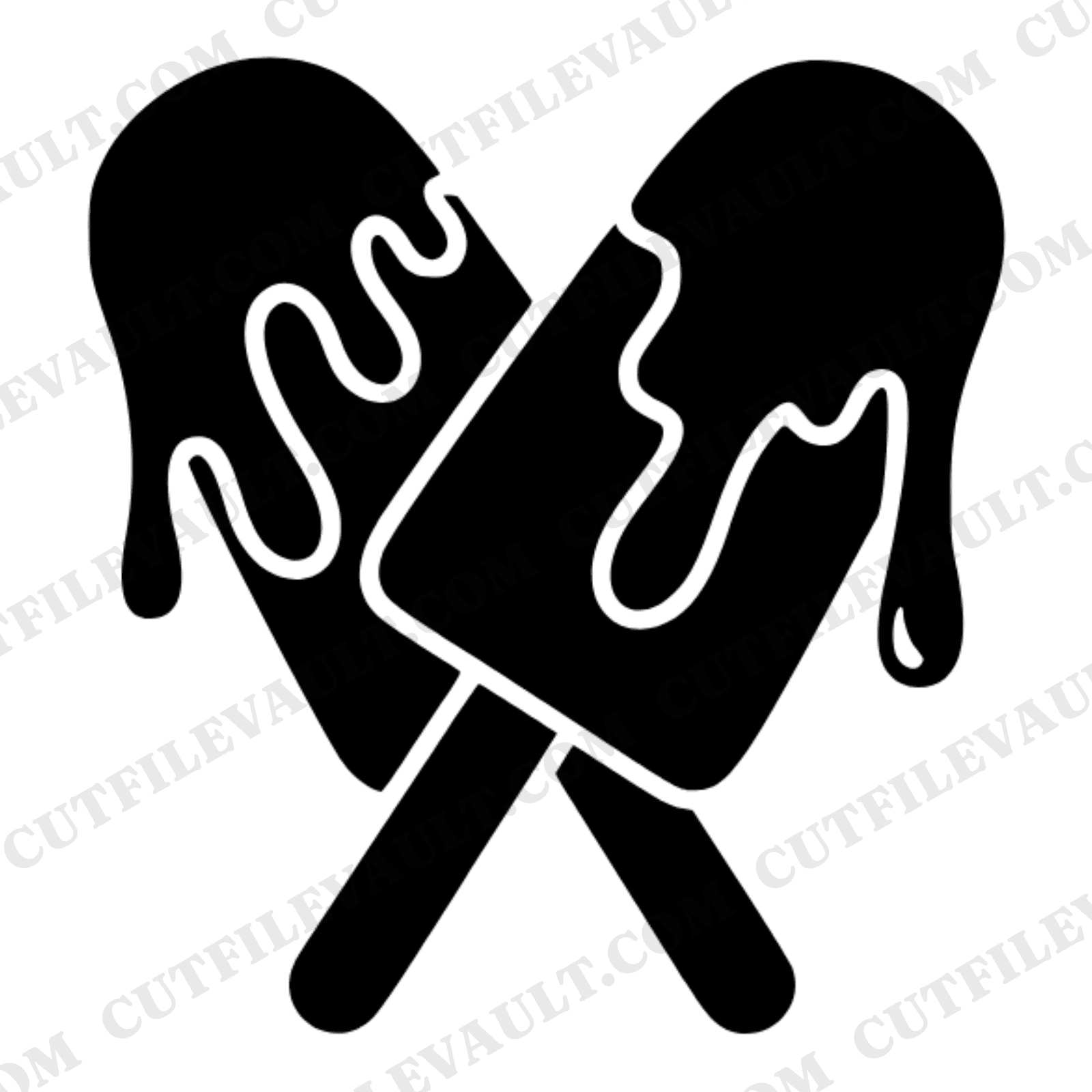 Patriotic Popsicle SVG PNG, Crossed Popsicles with Kawaii Drip Trails, 4th of July Cut File — view 1
