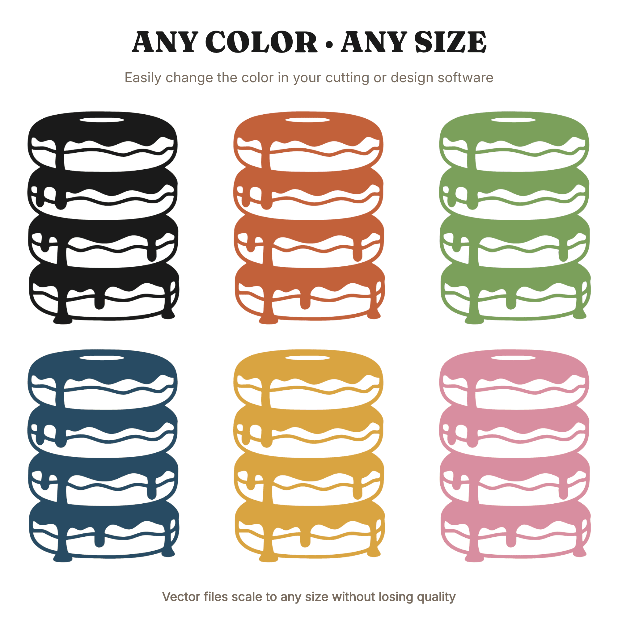 National Donut Day SVG PNG Stacked Donut Tower Side Profile Cut File for Cricut Silhouette — view 2
