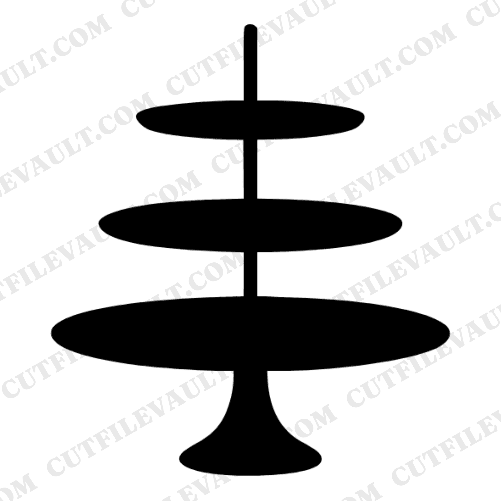 Mid Century Cake Stand SVG PNG, Three Tier Silhouette, Vintage Bridal Shower Decor Cut File — view 1