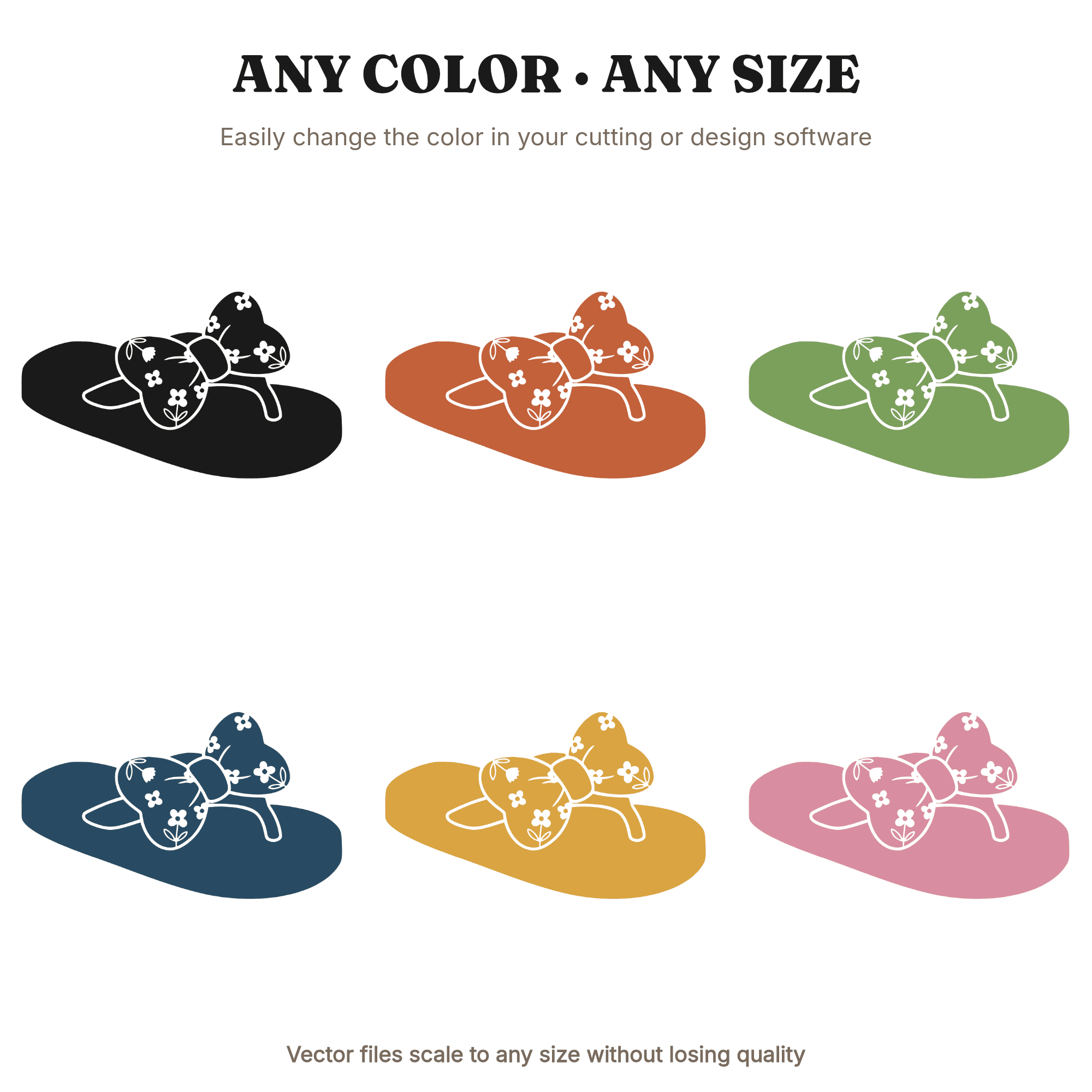 Kawaii Flip Flop SVG PNG, Summer Sandal with Bow Strap Cut File, Beach Cottagecore Silhouette — view 2