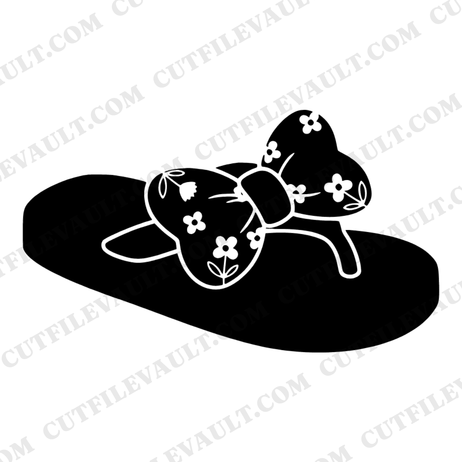 Kawaii Flip Flop SVG PNG, Summer Sandal with Bow Strap Cut File, Beach Cottagecore Silhouette — view 1