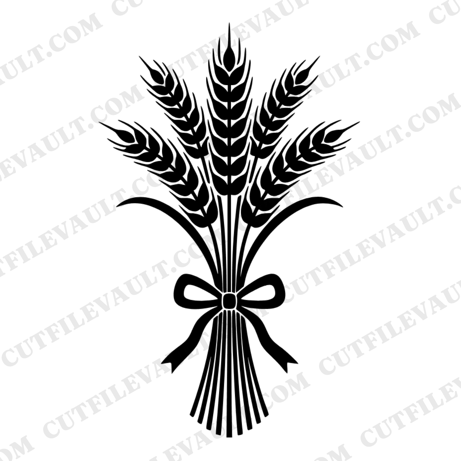 Nordic Wheat Sheaf Wedding SVG PNG, Scandinavian Rustic Silhouette Cut File, Retro 70s Boho Clipart — view 1