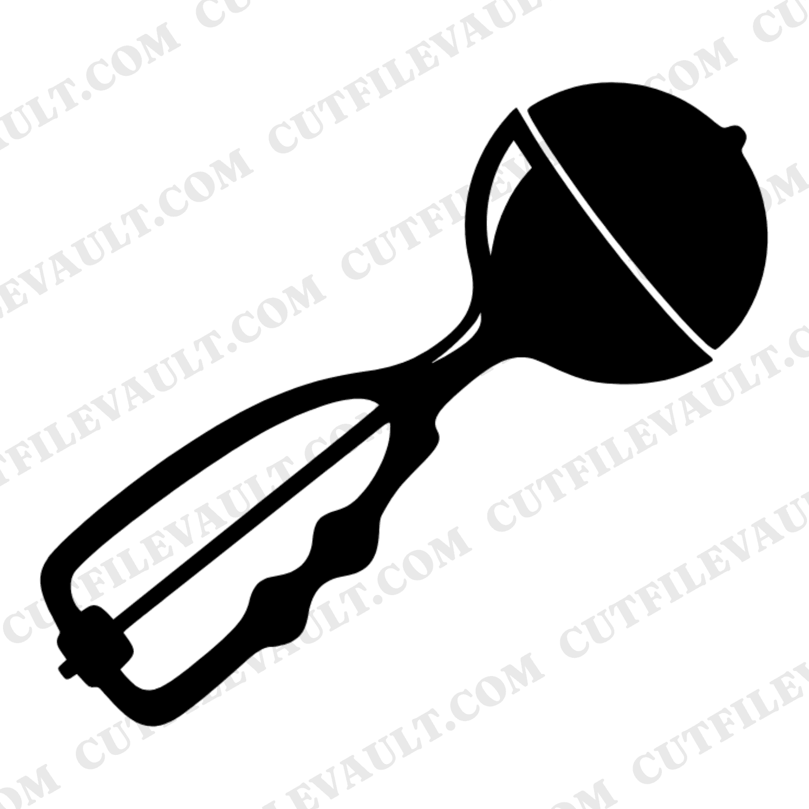 Vintage Ice Cream Scoop SVG PNG, Retro Kitchen Utensil Silhouette, Diagonal Motion Ice Cream Scoop — view 1