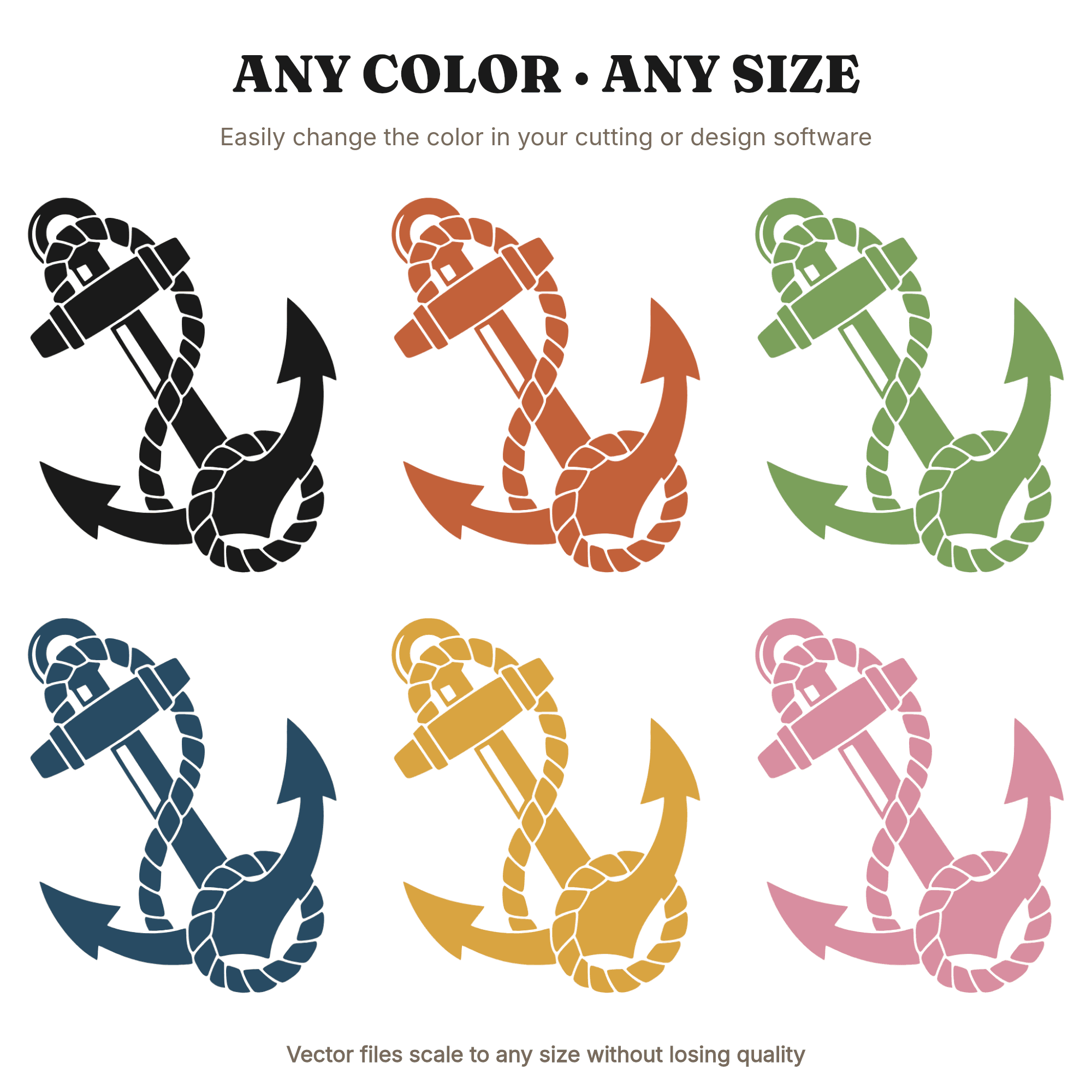 Vintage Nautical Anchor SVG PNG, Art Deco Rope Father's Day Cut File, Bold Geometric Design — view 2