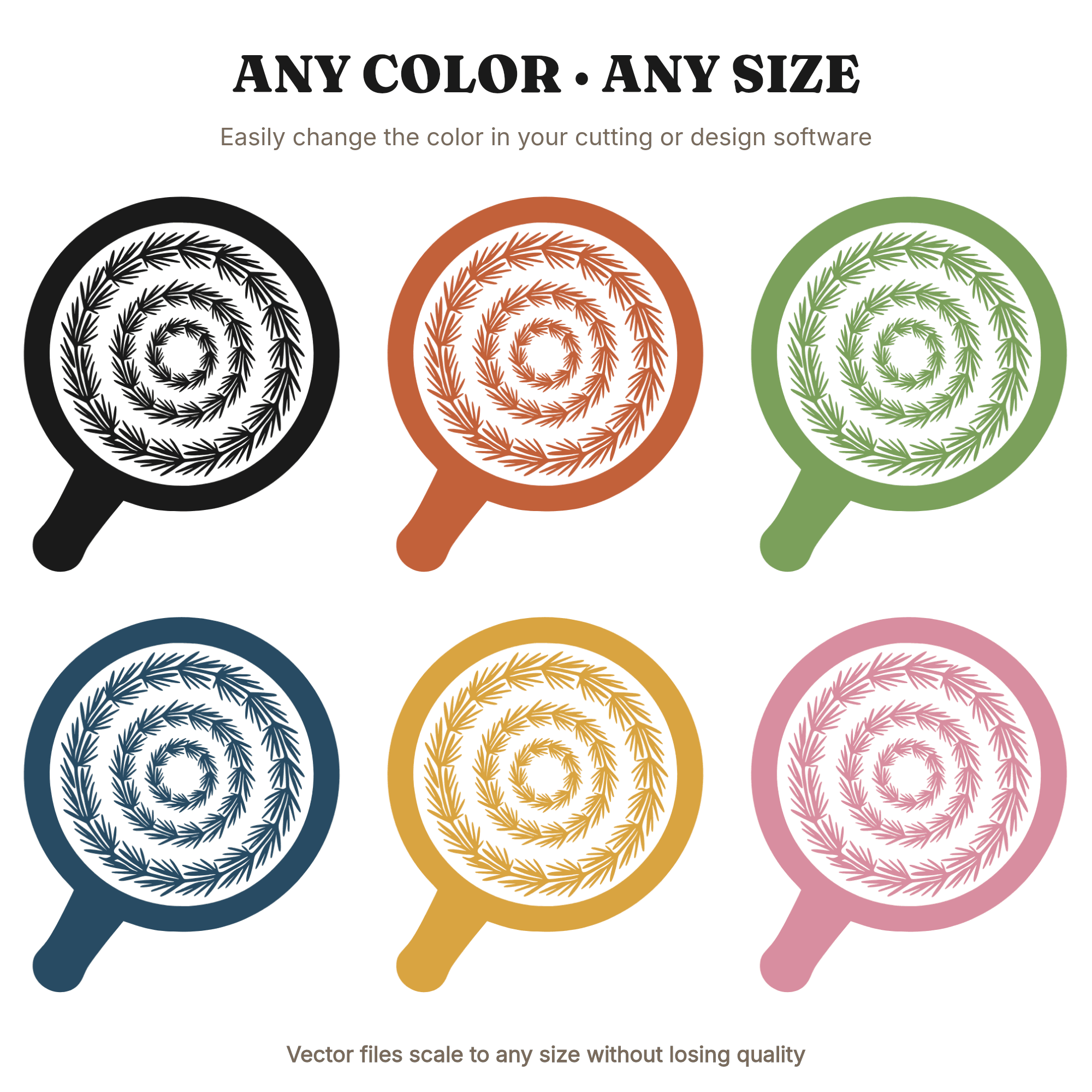 Kitchen Witch Mortar Pestle SVG PNG, Rosemary Herb Overhead View, Celestial Botanical Cut File — view 2