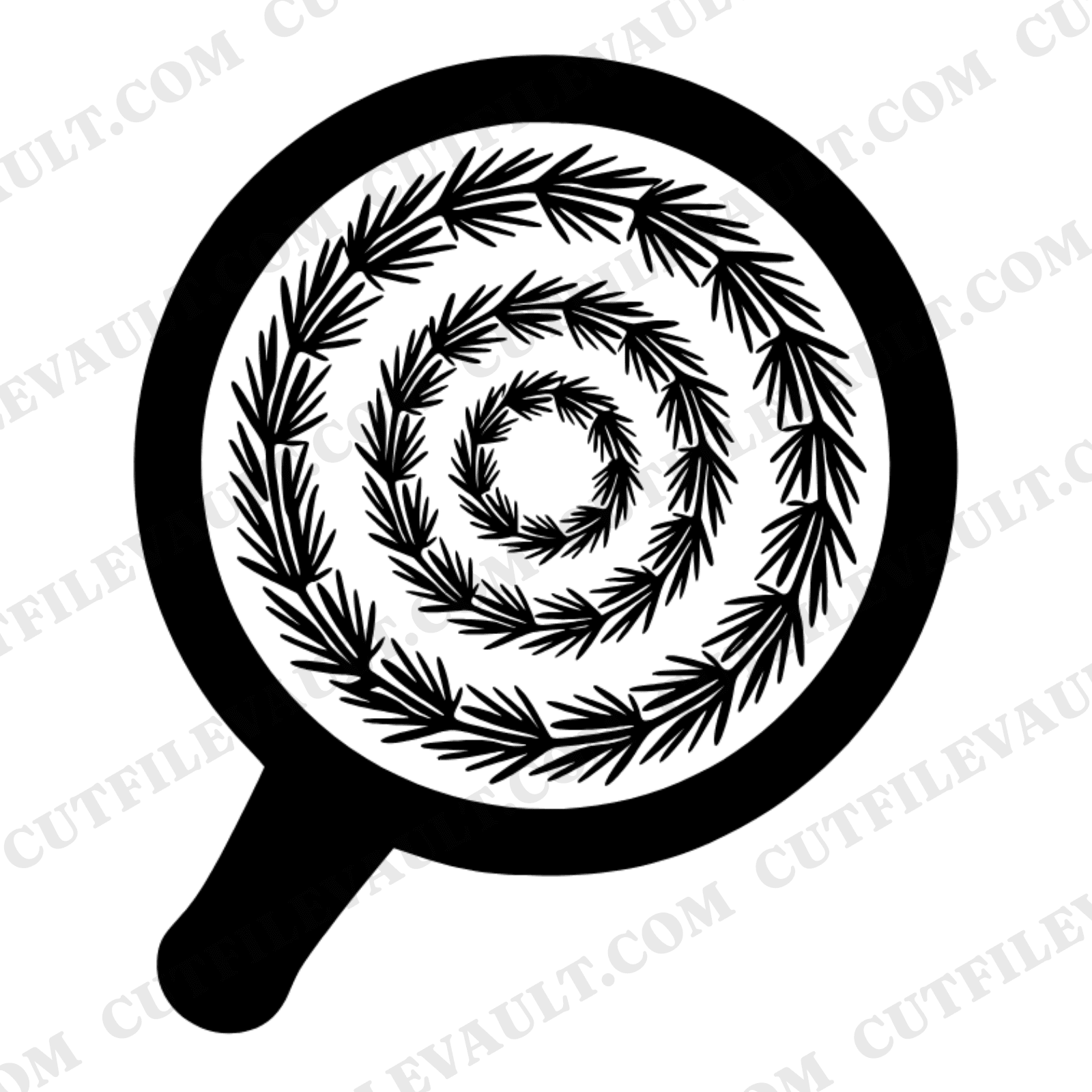Kitchen Witch Mortar Pestle SVG PNG, Rosemary Herb Overhead View, Celestial Botanical Cut File — view 1