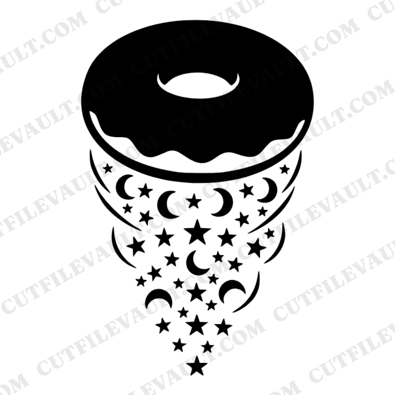 Celestial Donut SVG PNG, Mystical Kawaii Donut with Star Sprinkles Cut File, National Donut Day SVG — view 1