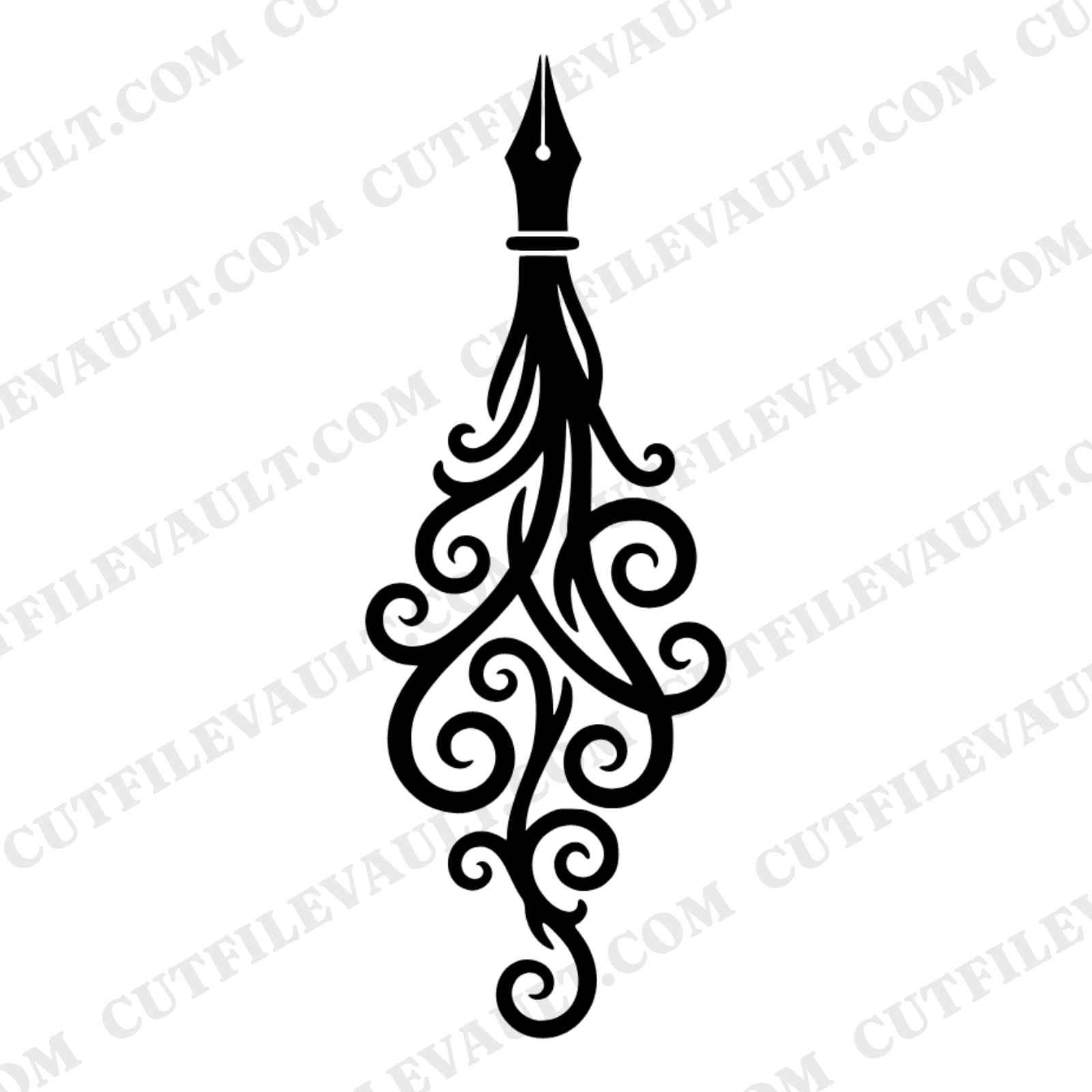 Calligraphy Pen Nib SVG PNG, Wedding Vows Flourish Cut File, Elegant Ink Flow Design for Cricut — view 1