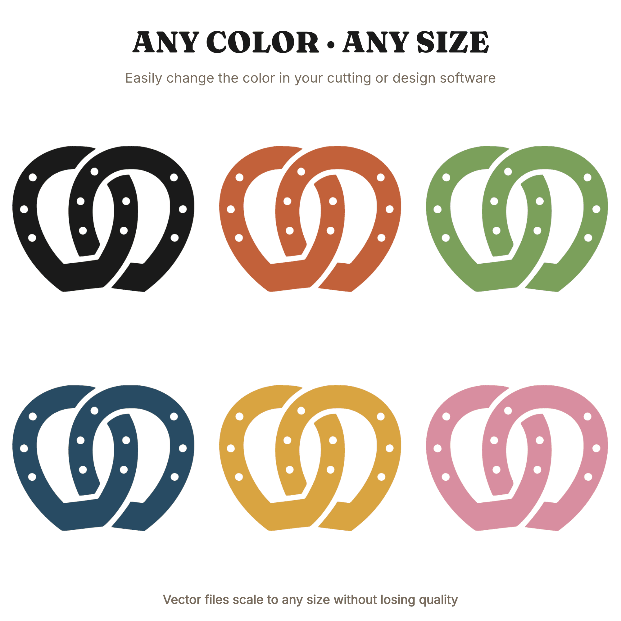 Interlocked Lucky Horseshoes Wedding SVG PNG, Rustic Equestrian Kiss Design Cut File — view 2