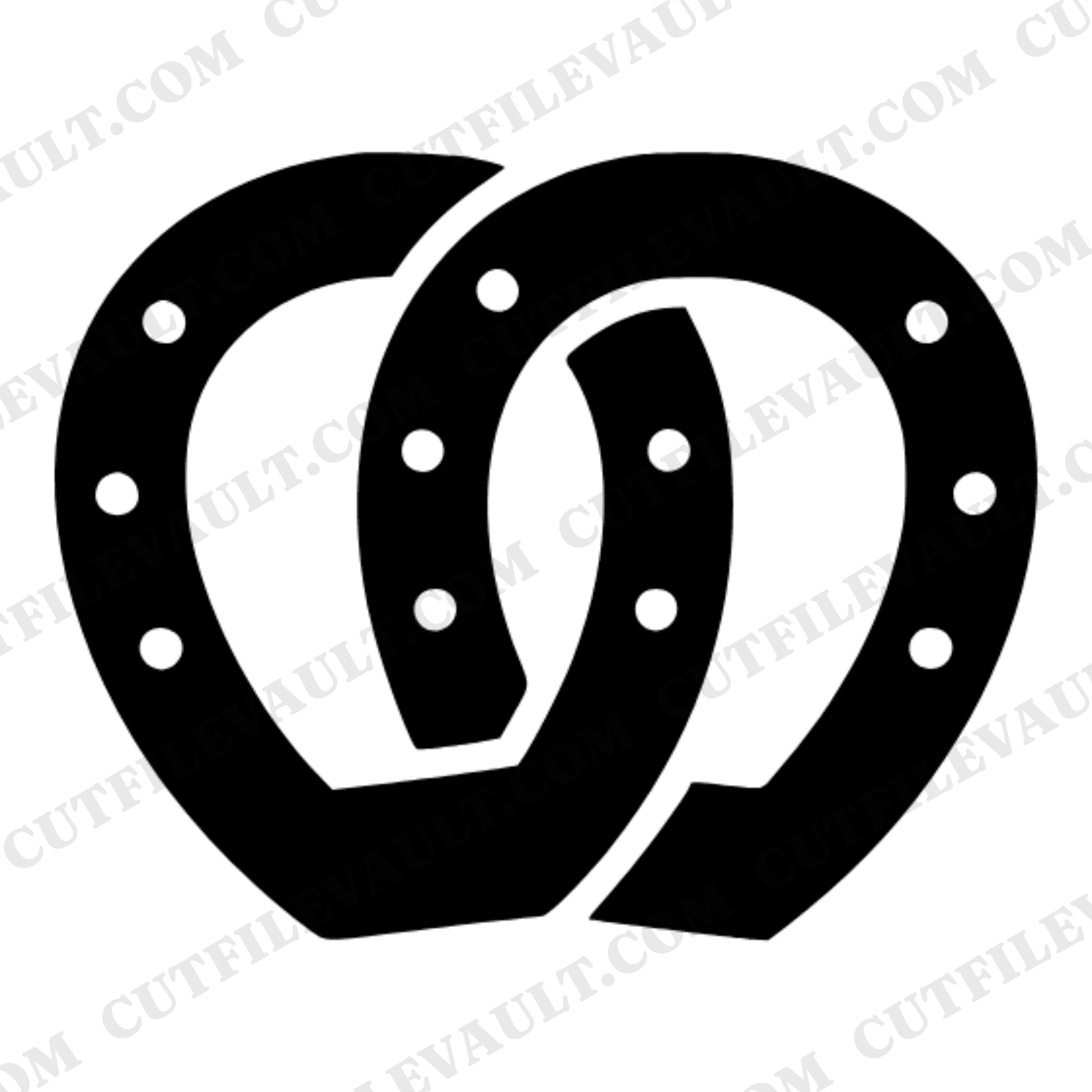 Interlocked Lucky Horseshoes Wedding SVG PNG, Rustic Equestrian Kiss Design Cut File — view 1
