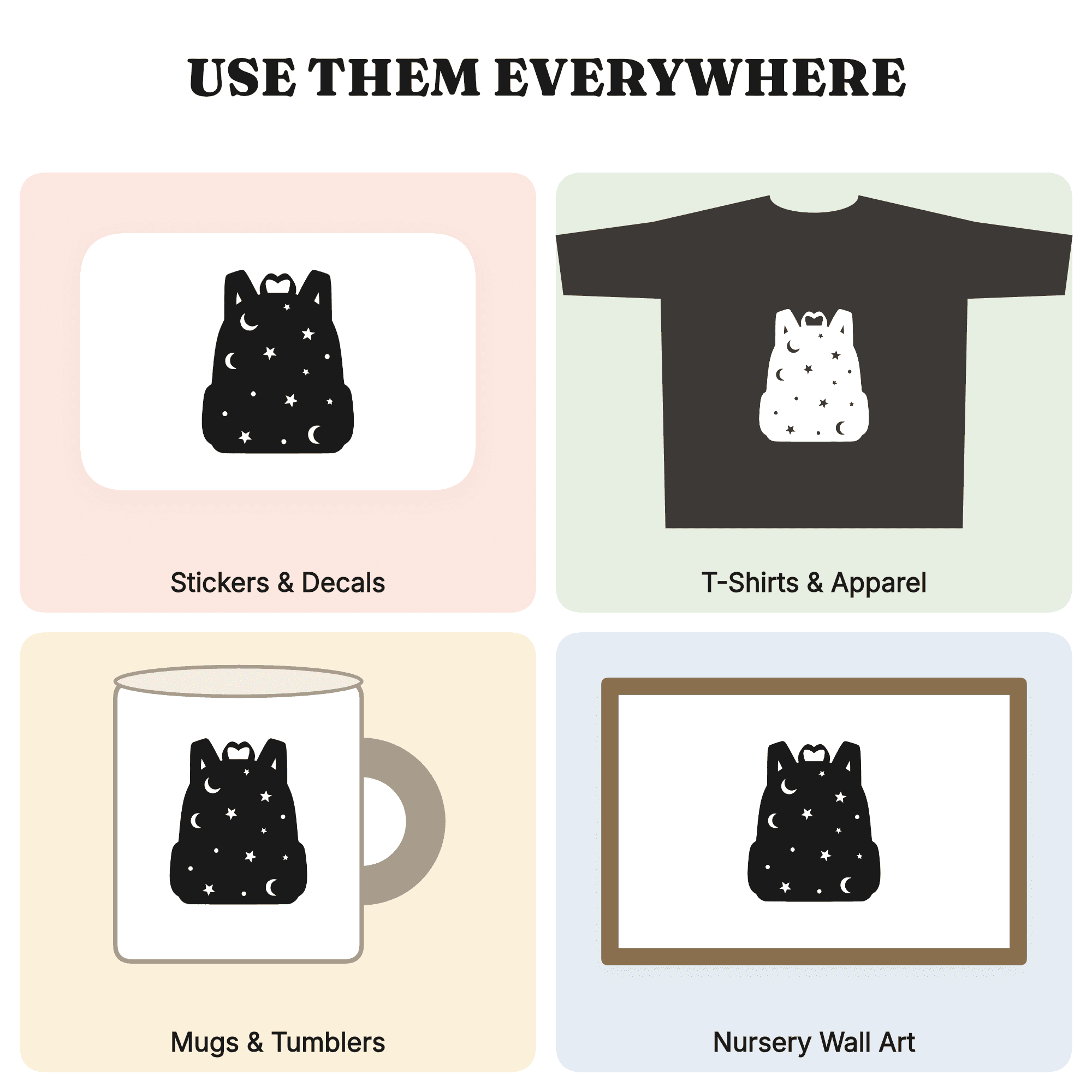 Heart Backpack SVG PNG, Celestial Stars School Bag Cut File, Back to School Cricut Design — view 3