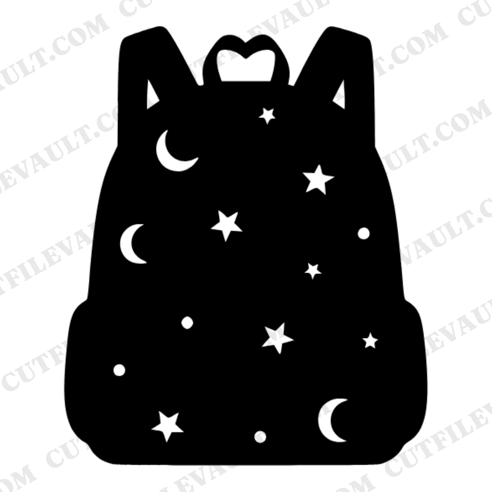 Heart Backpack SVG PNG, Celestial Stars School Bag Cut File, Back to School Cricut Design — view 1