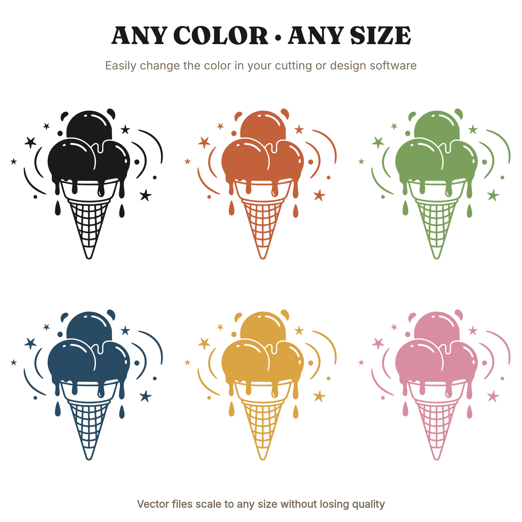 Upside Down Ice Cream Cone SVG PNG, Celestial Star Drips, Whimsical Summer Dessert Cut File — view 2