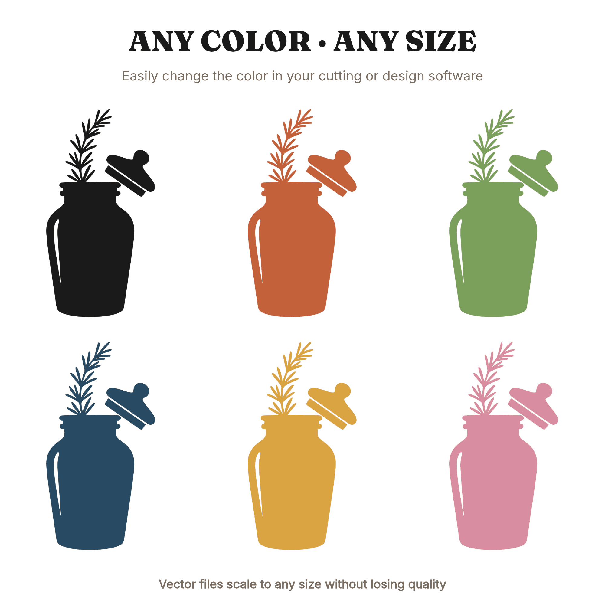 Apothecary Jar SVG PNG, Rosemary Sprig Wedding Favor Cut File, Rustic Bridal Shower Decor Design — view 2