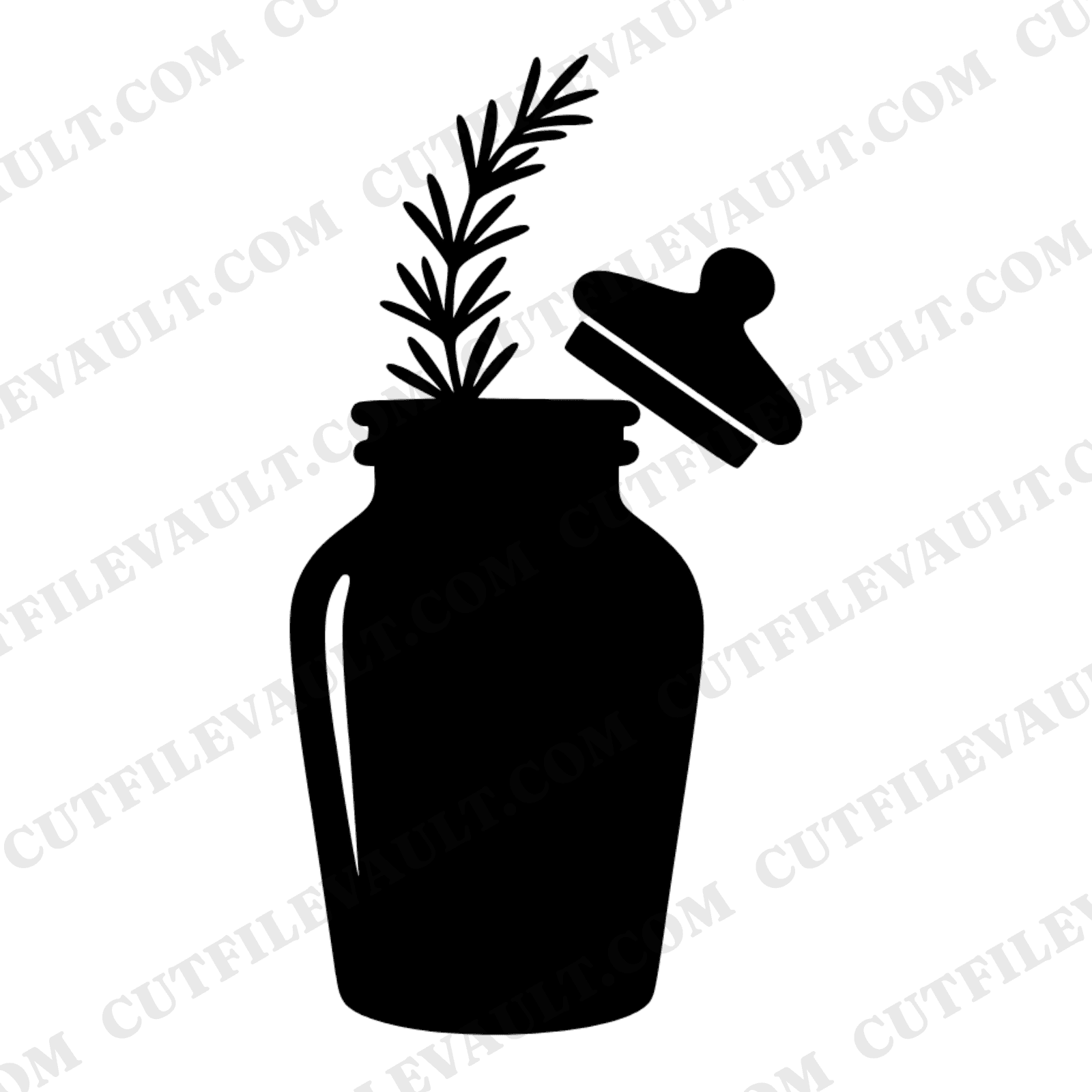 Apothecary Jar SVG PNG, Rosemary Sprig Wedding Favor Cut File, Rustic Bridal Shower Decor Design — view 1