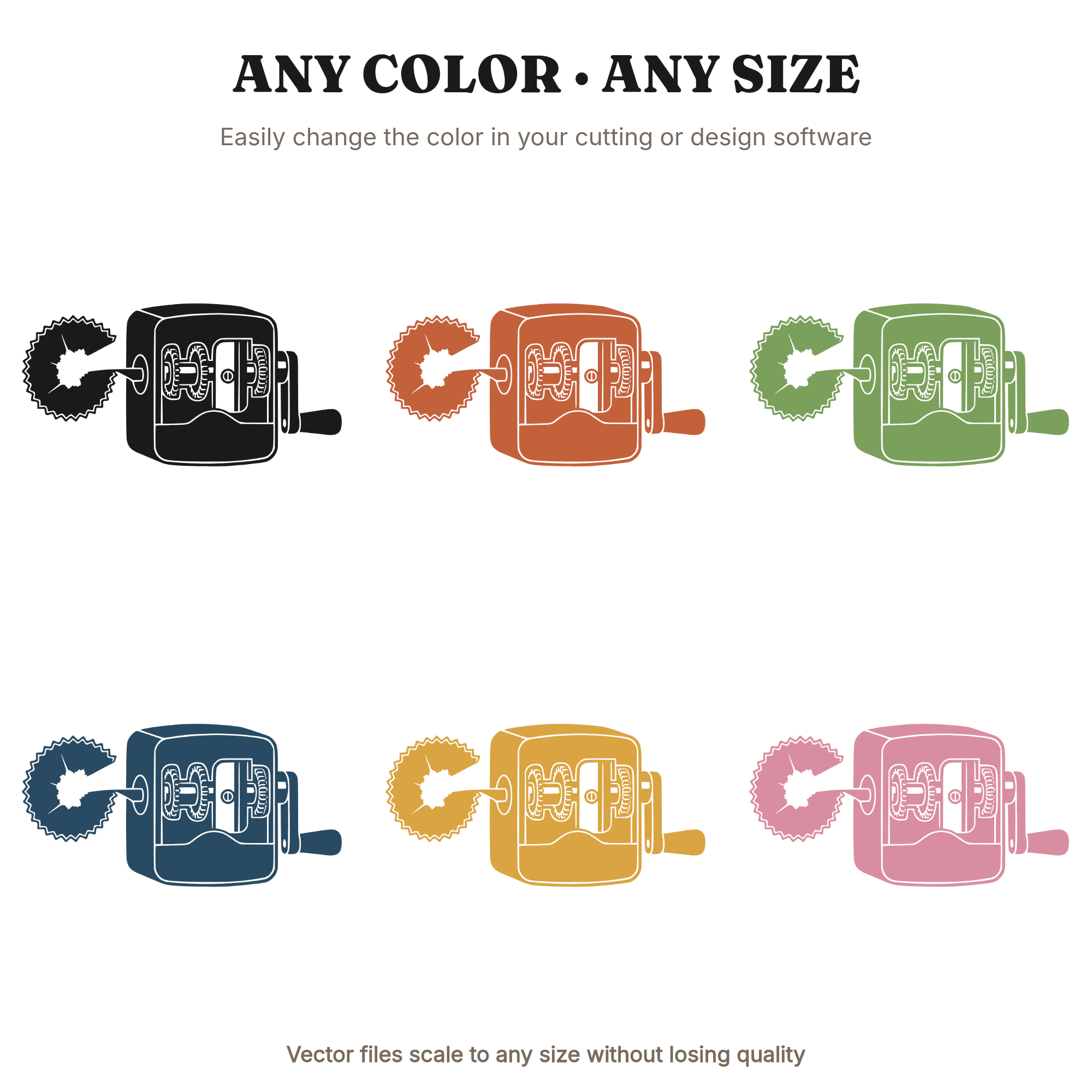 Vintage Pencil Sharpener Cross Section SVG PNG, Mid-Century Teacher Clipart, Retro School Cut File — view 2