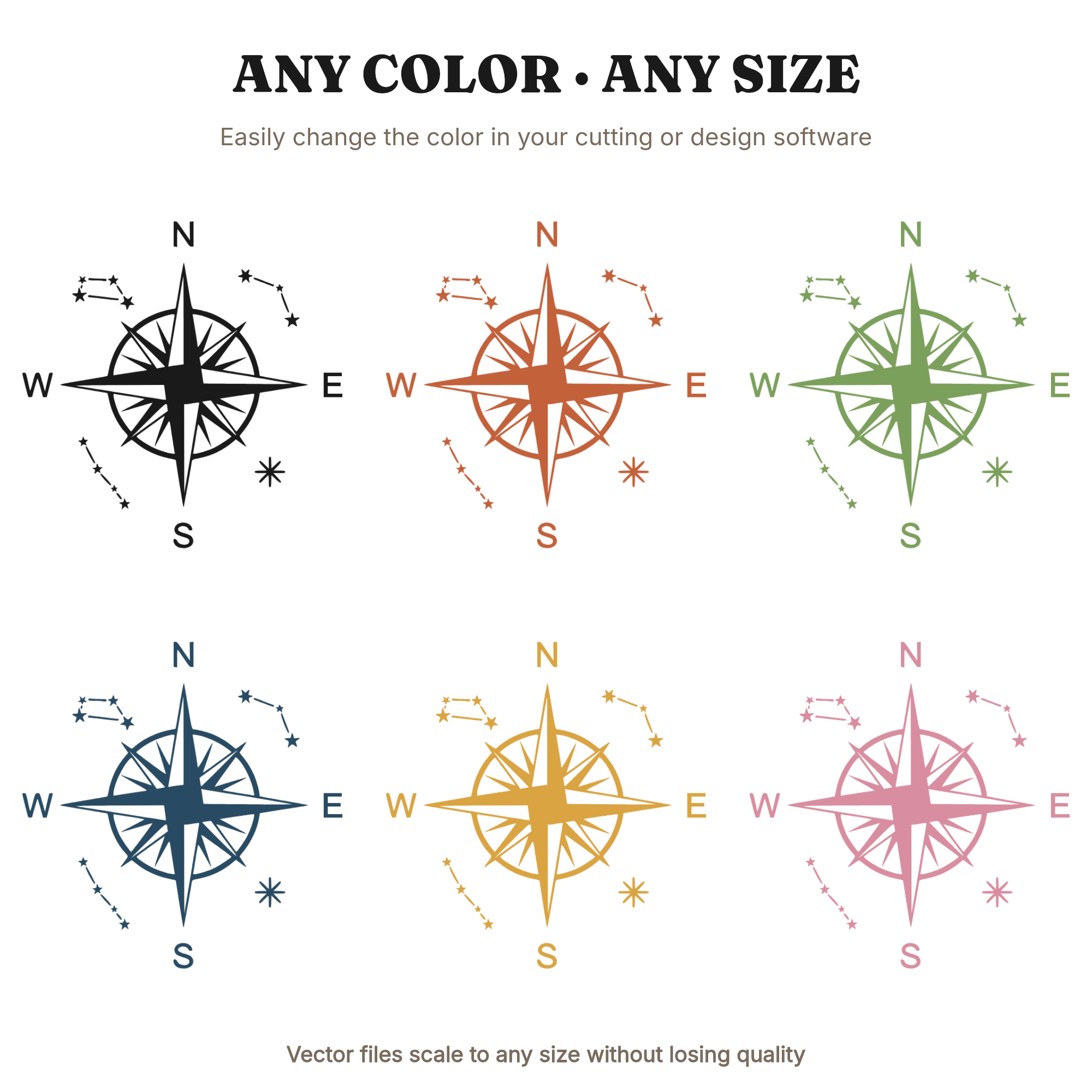 Father's Day Compass SVG PNG, Vintage Celestial Navigation Stars Constellation Cut File for Dad — view 2