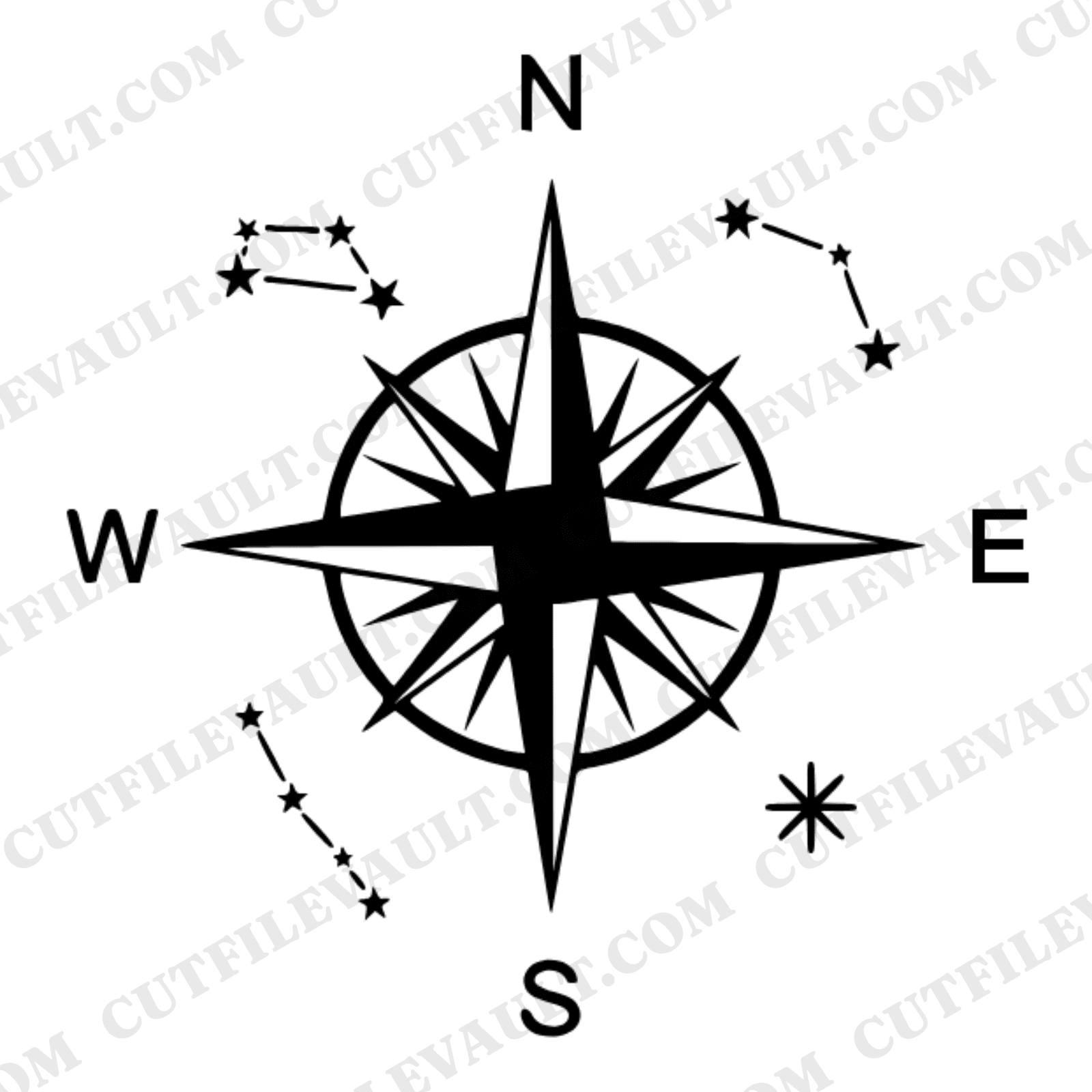 Father's Day Compass SVG PNG, Vintage Celestial Navigation Stars Constellation Cut File for Dad — view 1