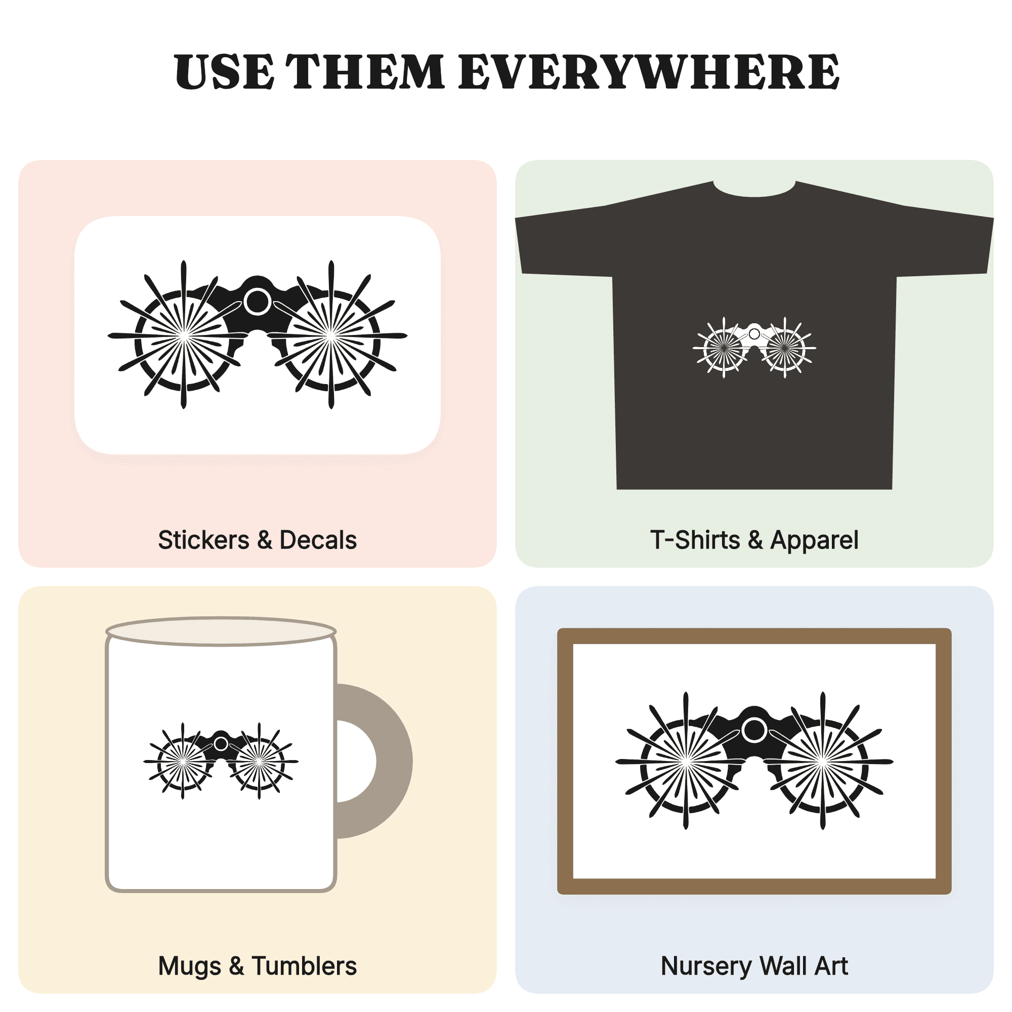 Firework Binoculars SVG PNG Independence Day Starburst Silhouette Cut File for Cricut — view 3
