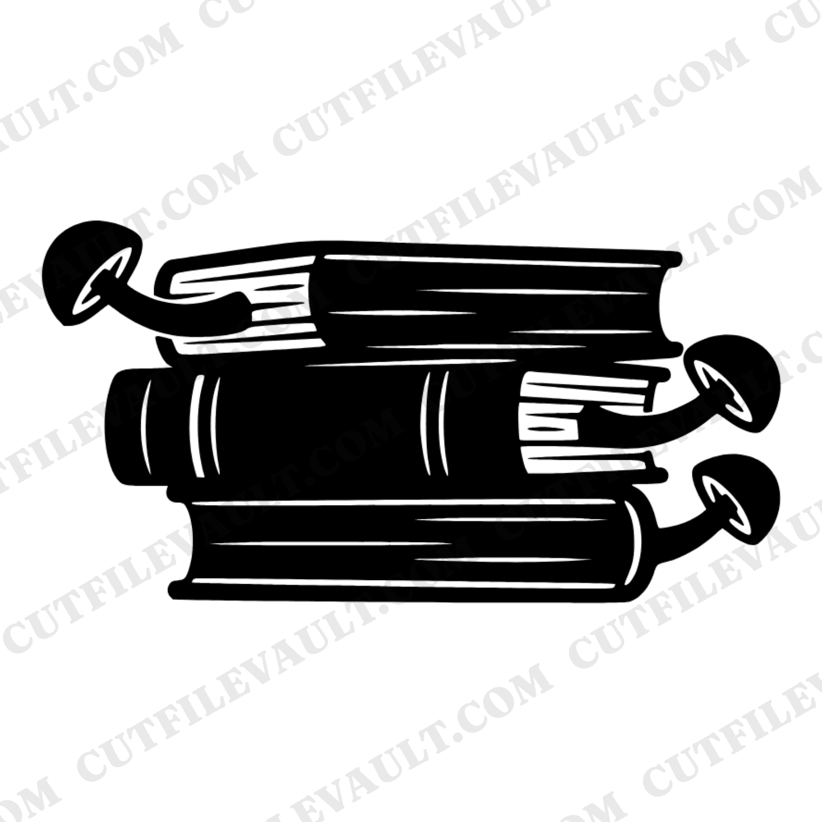 Art Deco Woodland Scholar Stacked Books with Mushrooms SVG PNG Cut File Cottagecore Witch Design — view 1