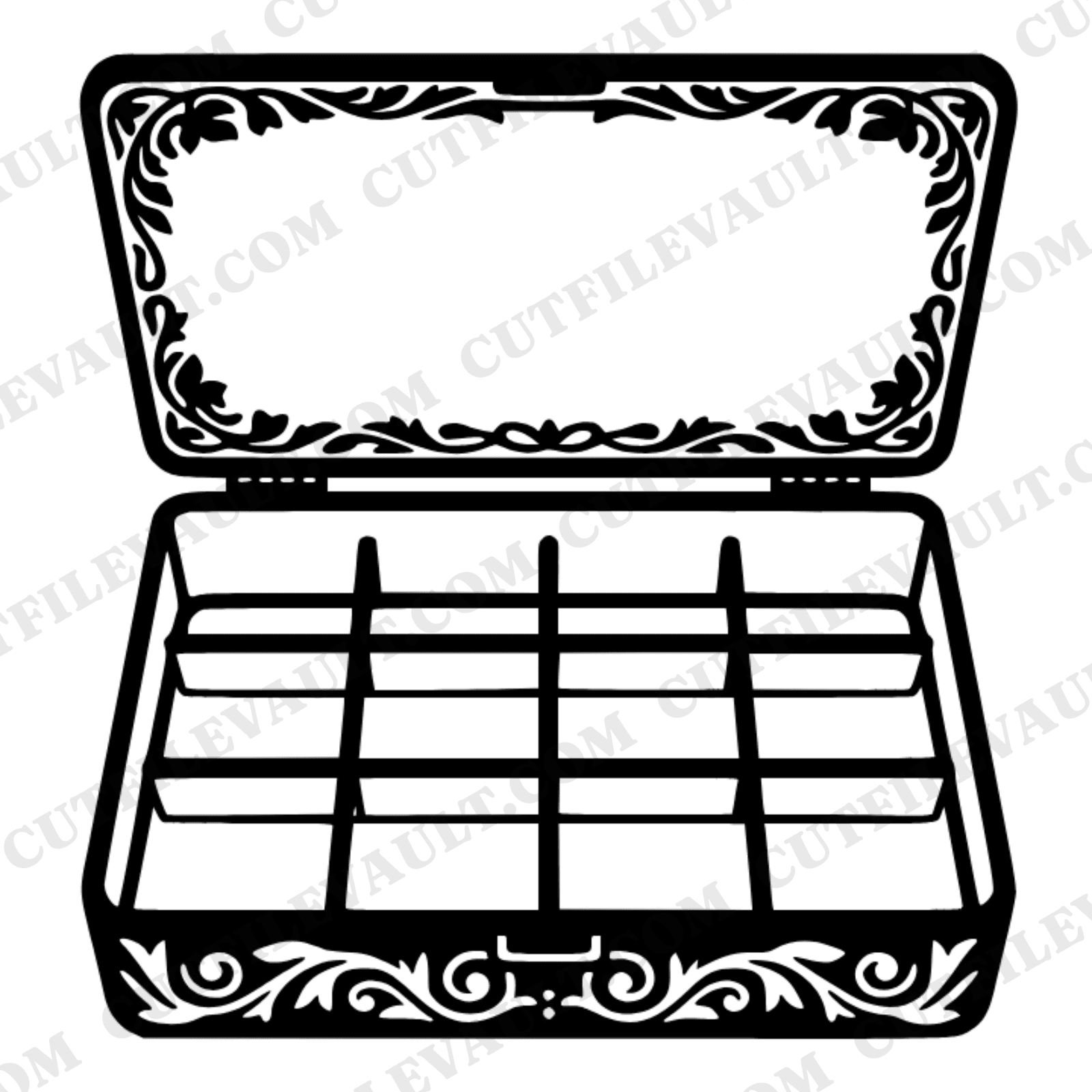 Vintage Tackle Box SVG PNG, Woodland Floral Fishing Box Cut File, Cottagecore Father's Day Design — view 1