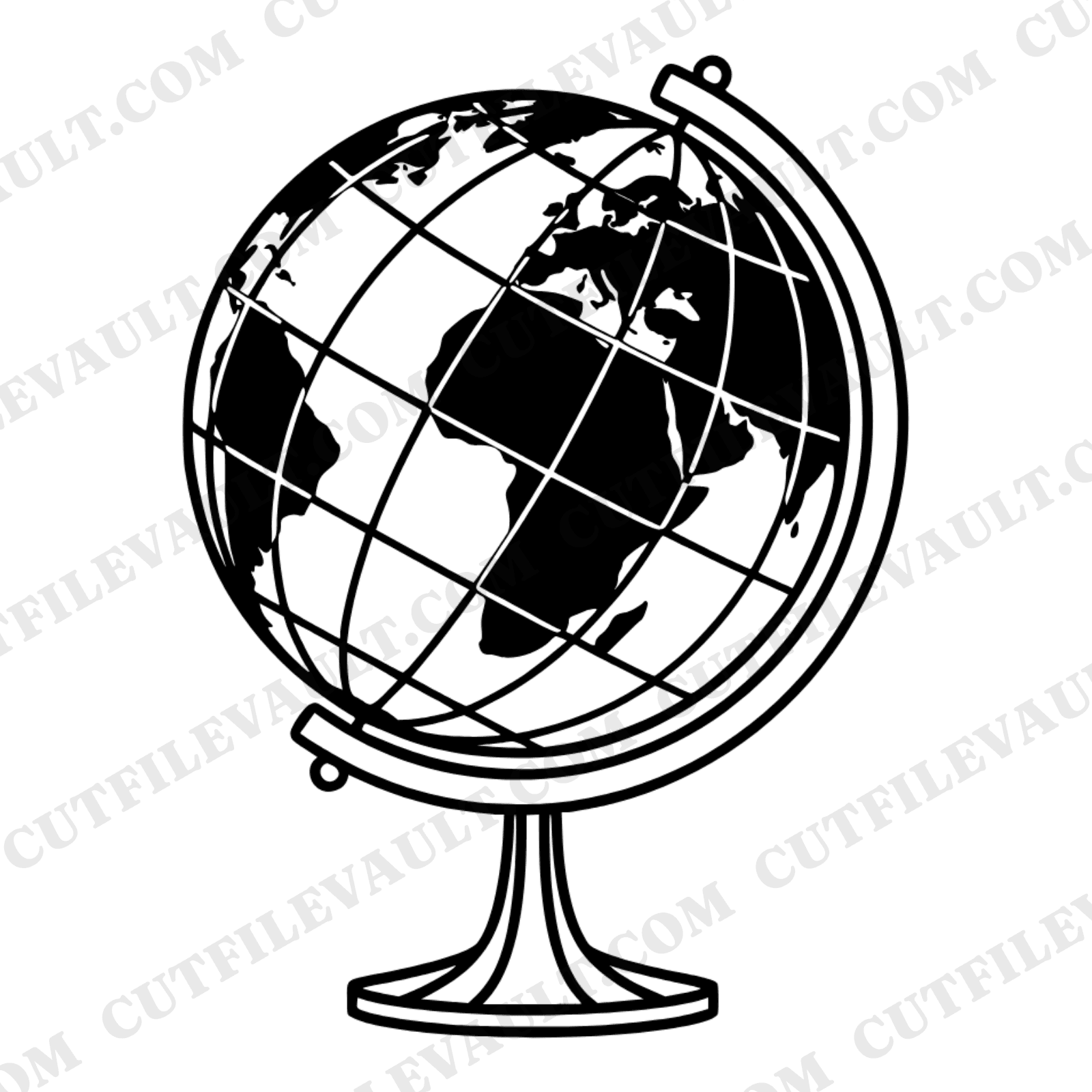 Art Deco Stained Glass Globe SVG PNG, Vintage World Map Cut File, Back to School Globe Clipart — view 1