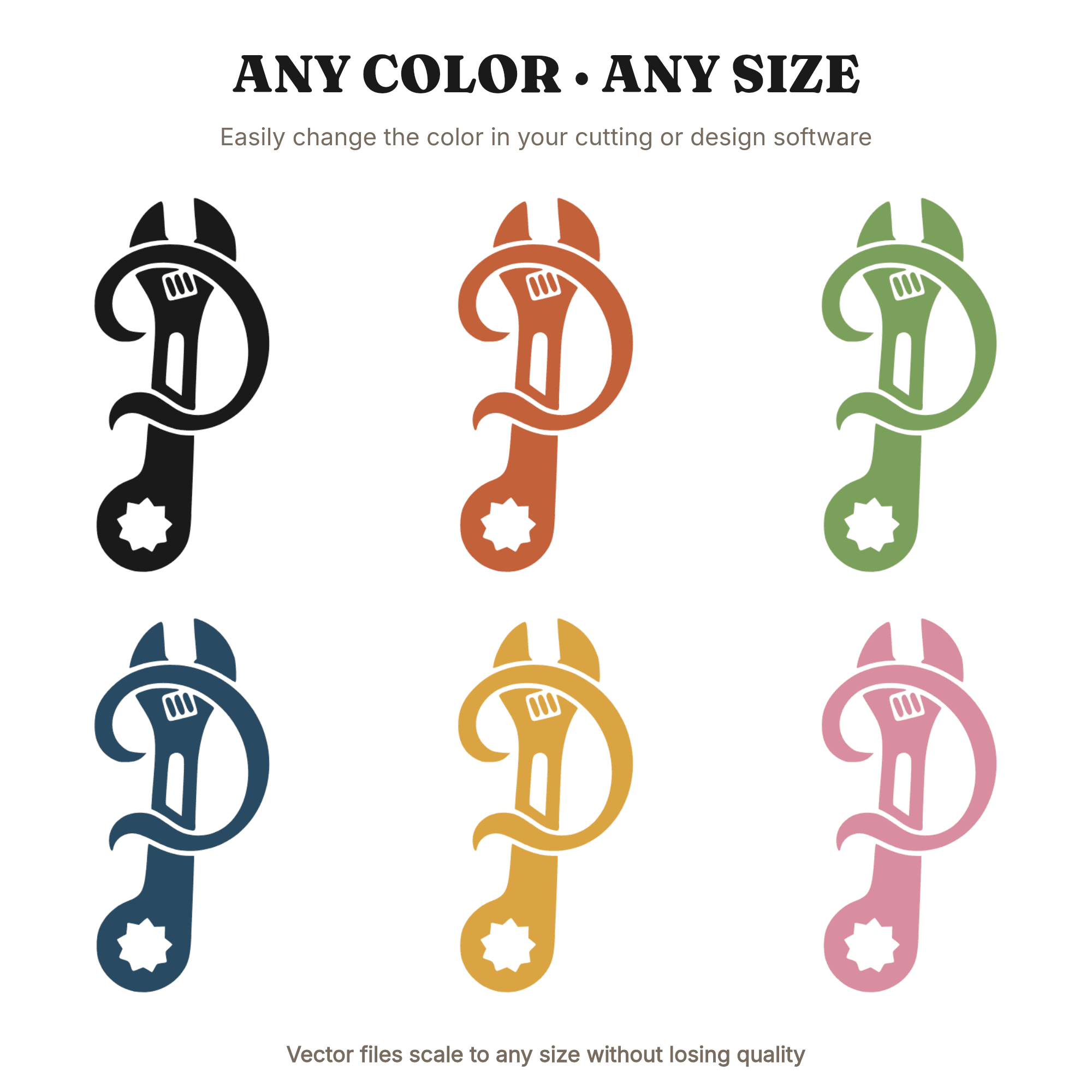 Vintage Crescent Wrench Monogram Flourish SVG PNG, Father's Day Tool Design for Dad Gifts — view 2