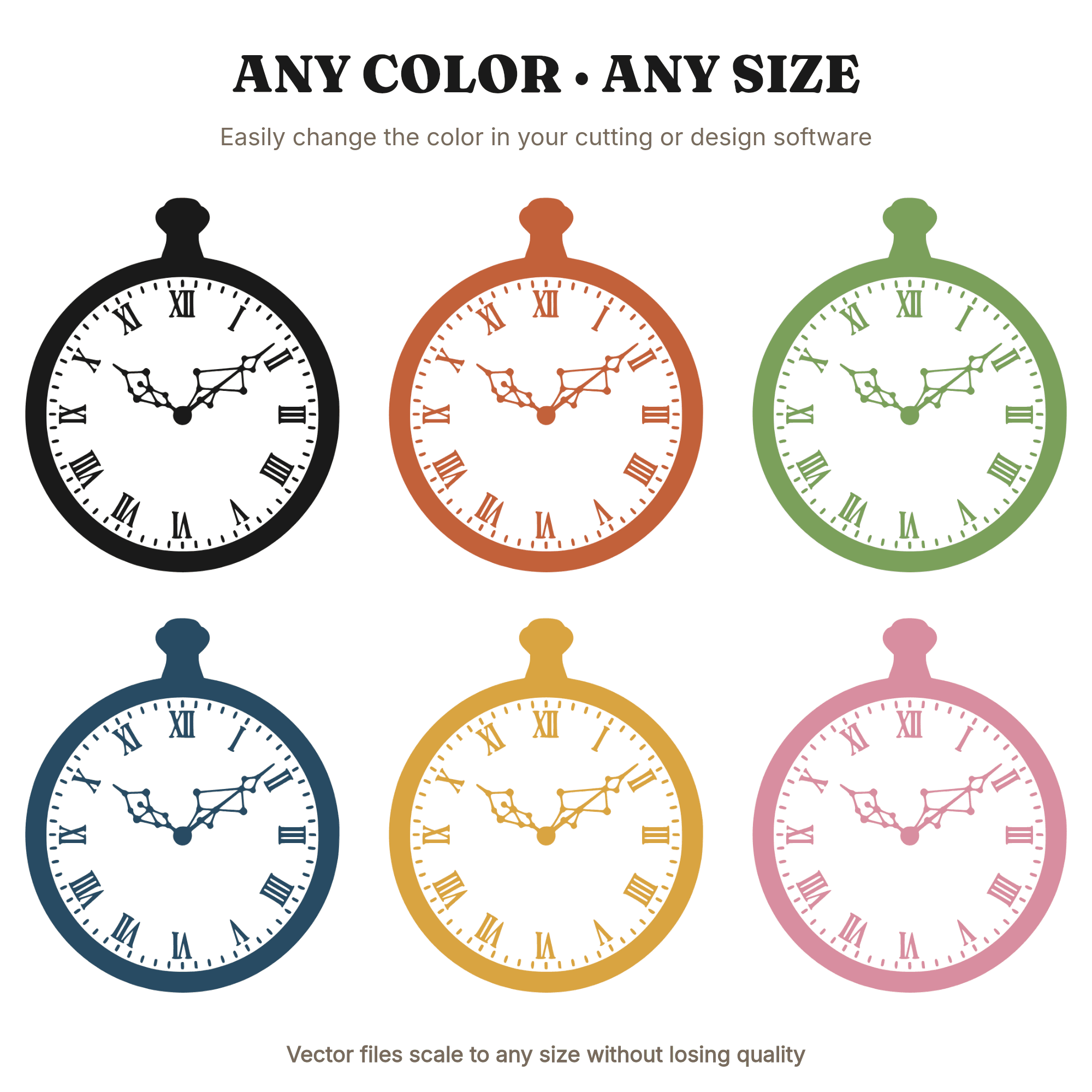 Vintage Pocket Watch SVG PNG, Constellation Face Fathers Day Cut File, Mid Century Minimal Design — view 2