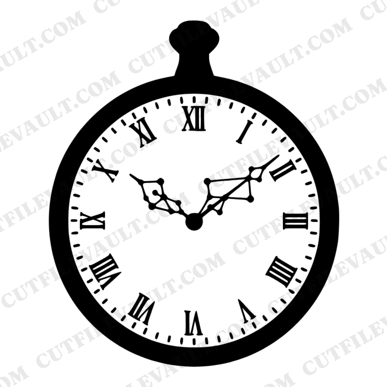 Vintage Pocket Watch SVG PNG, Constellation Face Fathers Day Cut File, Mid Century Minimal Design — view 1