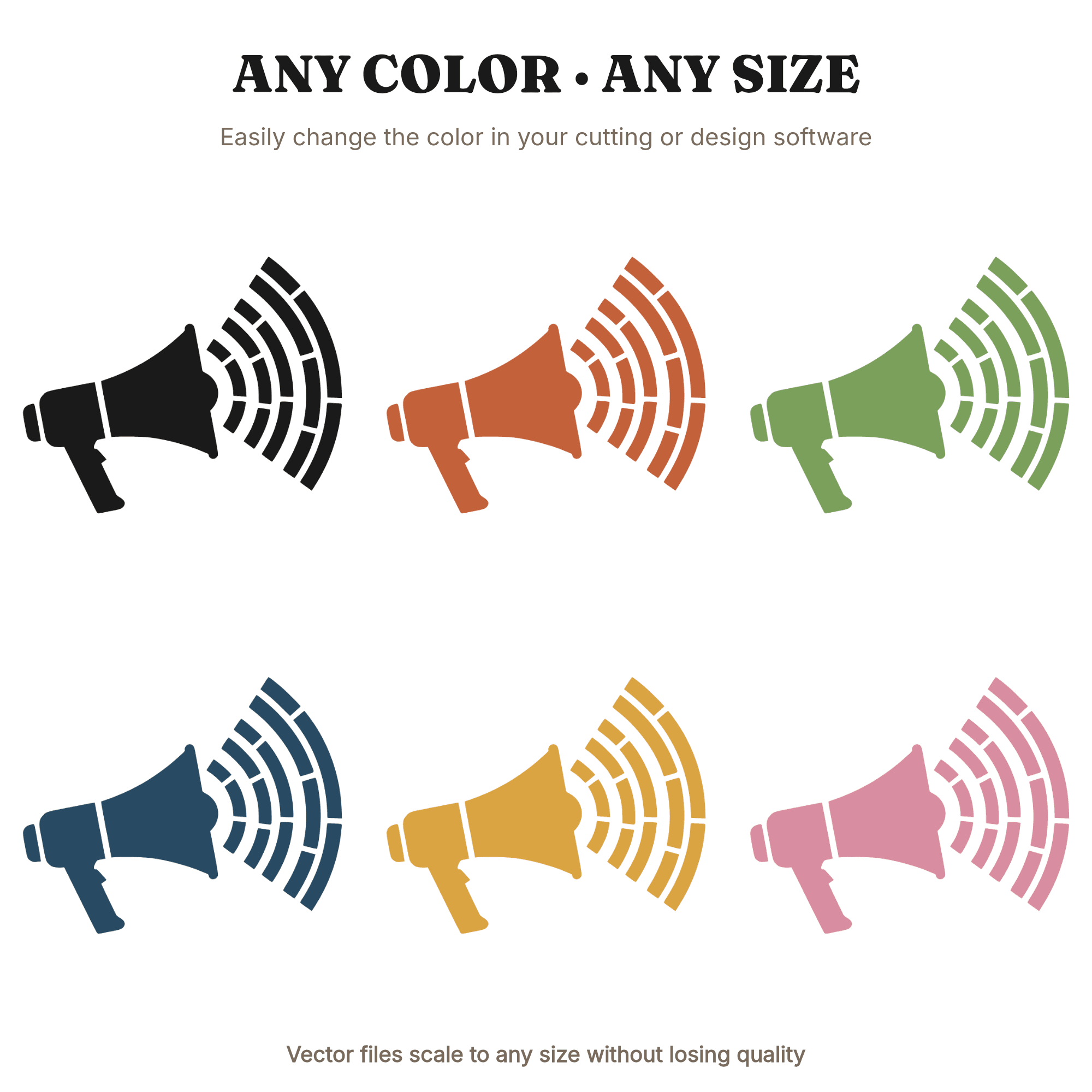 Retro Megaphone SVG PNG Art Deco Sound Waves Independence Day Patriotic Cut File 4th of July — view 2