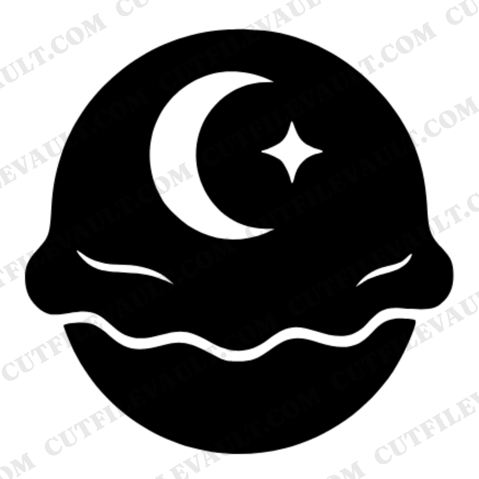 Celestial Ice Cream Scoop SVG PNG, Mystical Moon Star Cut File, Mid-Century Minimalist Design — view 1