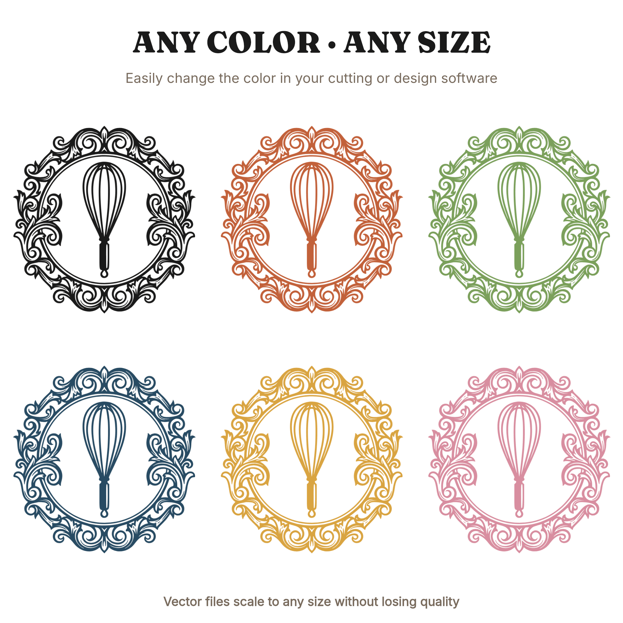 Vintage Whisk Wax Seal SVG PNG Bakery Crest Cut File Scandinavian Line Art Donut Day Design — view 2