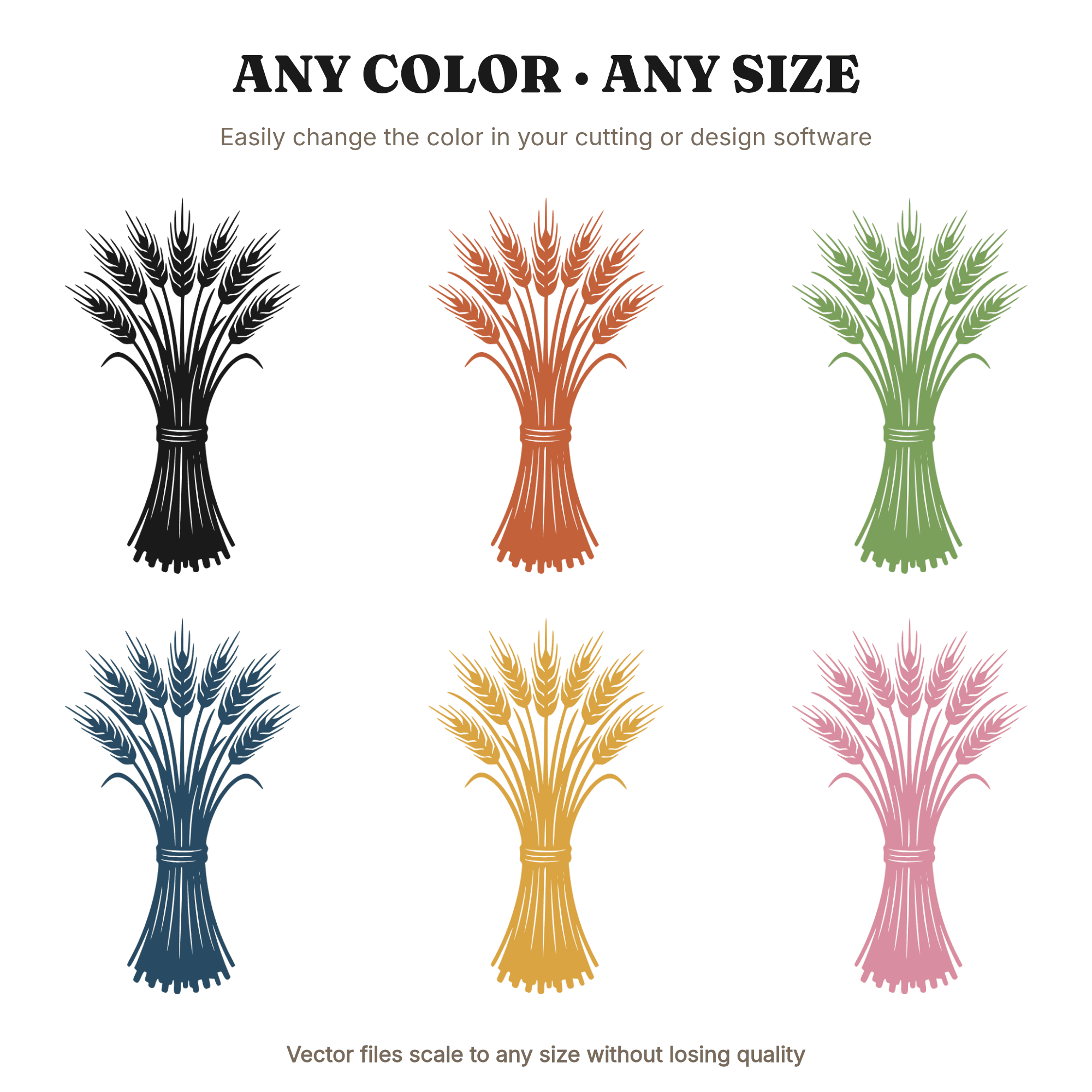 Summer Solstice Wheat Sheaf SVG PNG, Scandinavian Silhouette Cut File, Farmhouse Harvest Decor — view 2