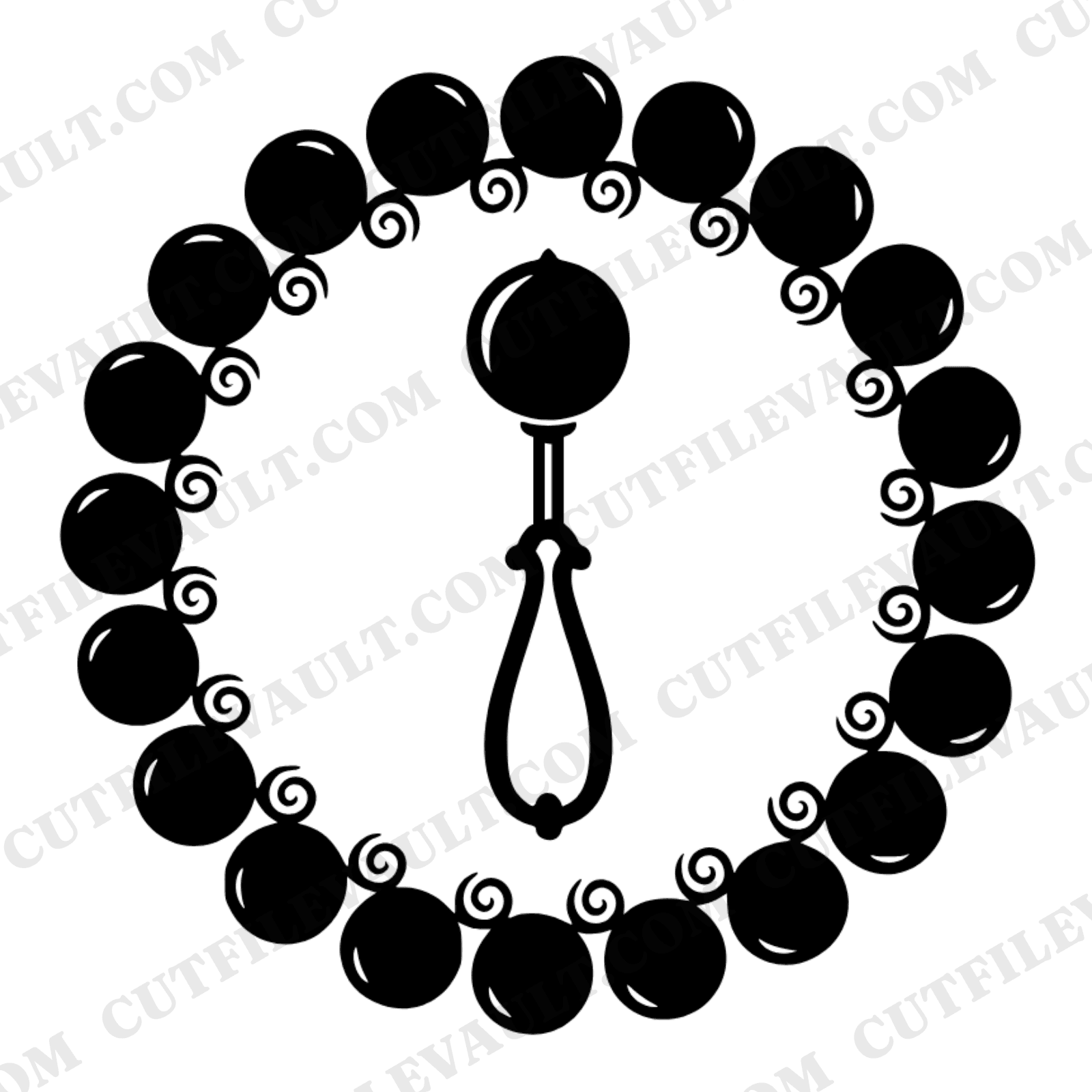 Vintage Melon Baller Wreath SVG PNG, Folk Art Kitchen Tool Cut File, Watermelon Summer Decor — view 1