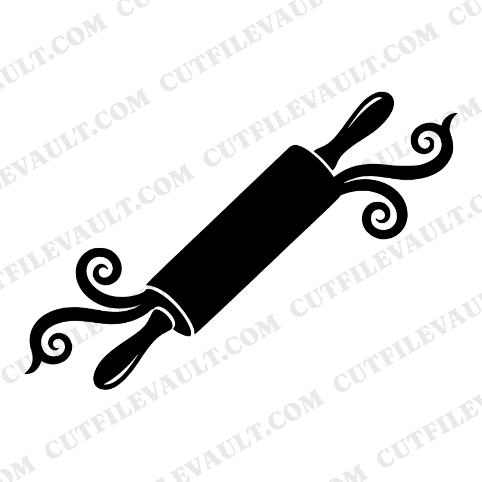 Vintage Rolling Pin SVG PNG, Scandinavian Baking Line Art, Donut Day Cut File, Bakery Ribbon Design — view 1