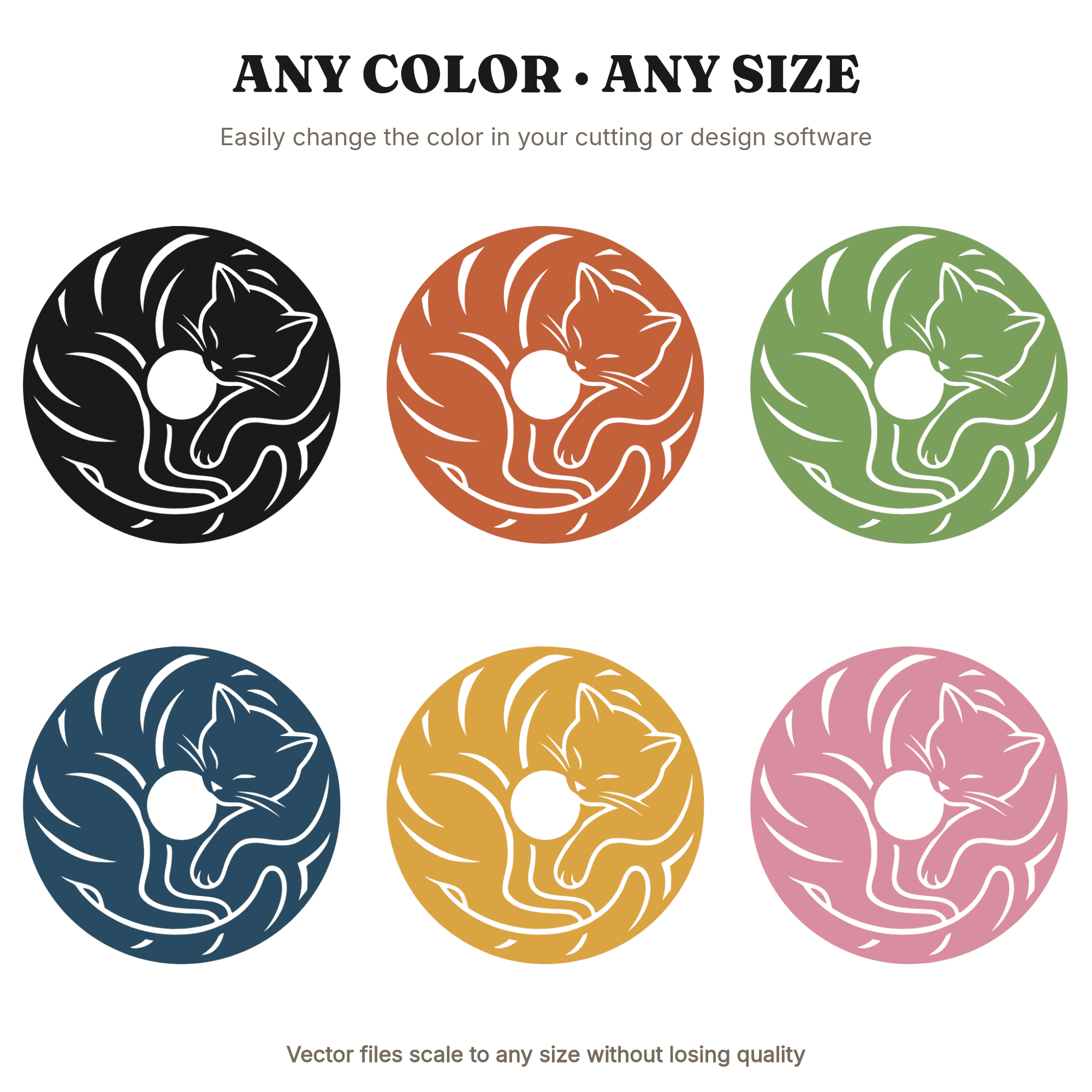 Art Deco Sleeping Cat Donut SVG PNG, Kawaii Cat Silhouette Cut File, National Donut Day Design — view 2