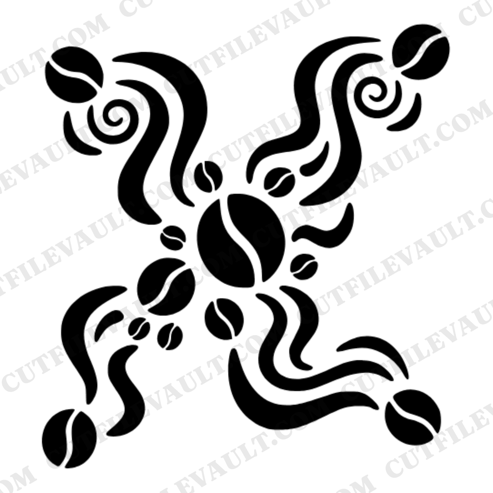 Cosmic Coffee Bean Constellation SVG PNG Retro 70s Wave Steam Trails Cut File Caffeine Lover Design — view 1