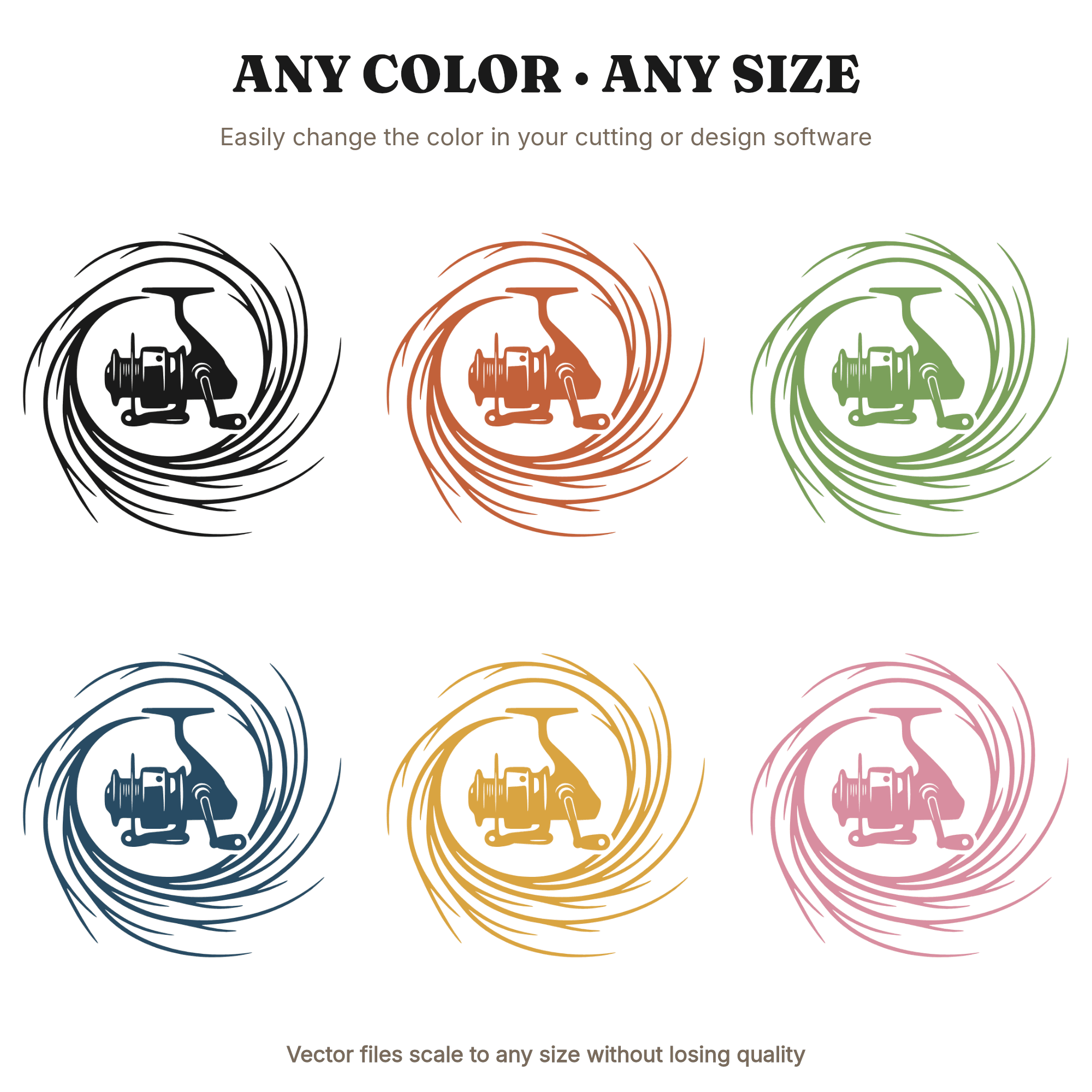 Fishing Reel SVG PNG, Spiral Line Father's Day Cut File, Dad Fisherman Boho Design for Cricut — view 2